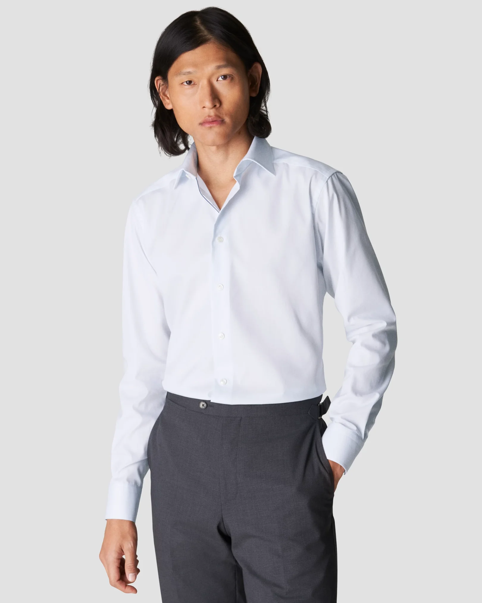 Eton - light blue twill solid shirt