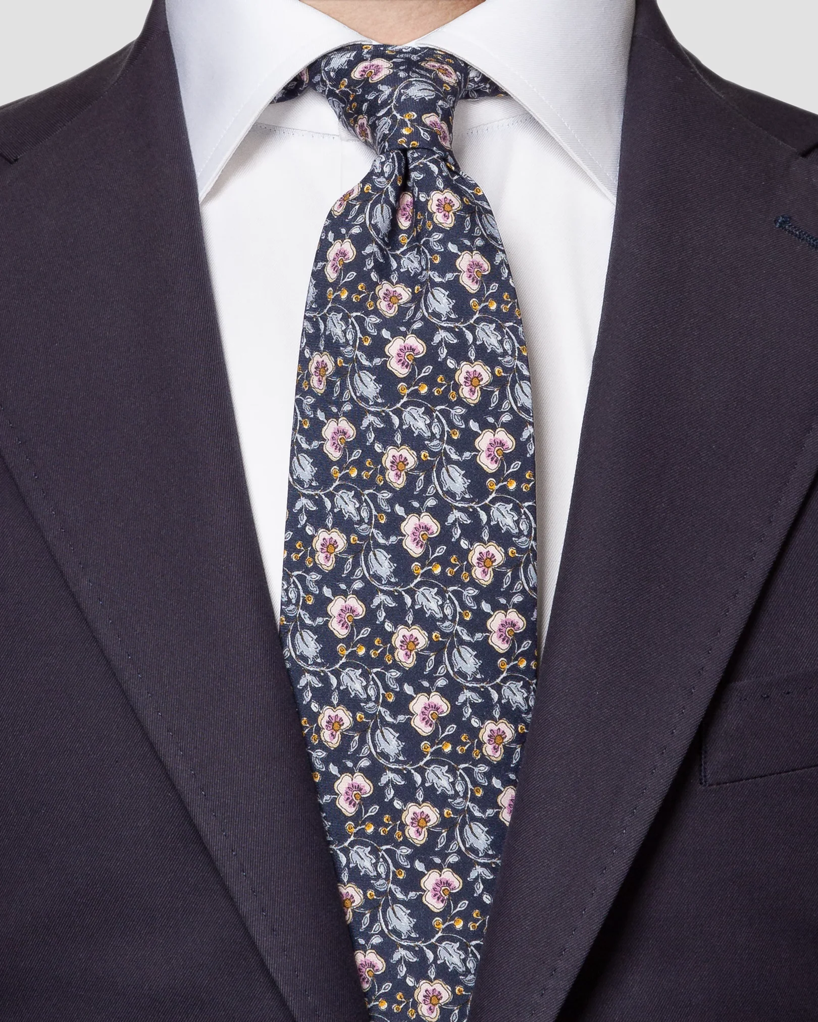 Eton - blue floral silk tie