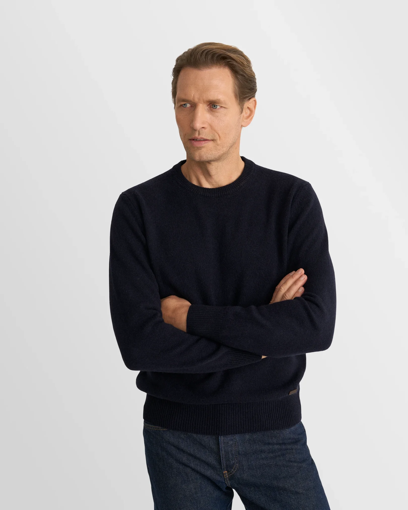 Eton - navy blue cashmere knit crew neck