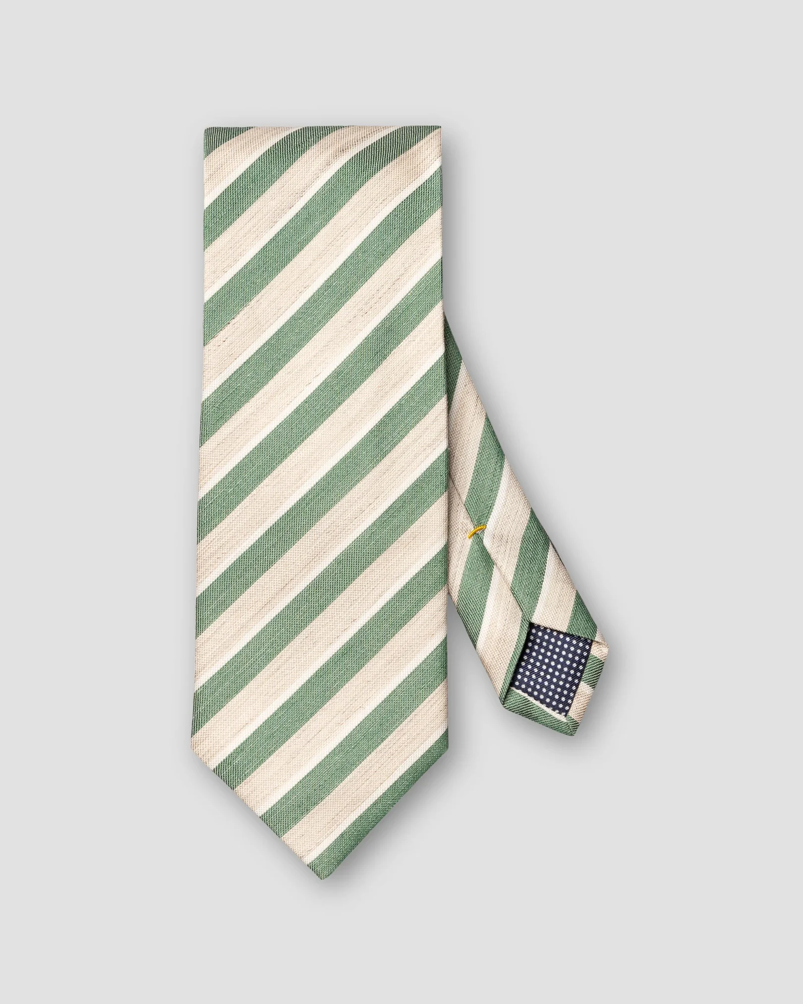 Eton - striped woven linen silk tie light green 261