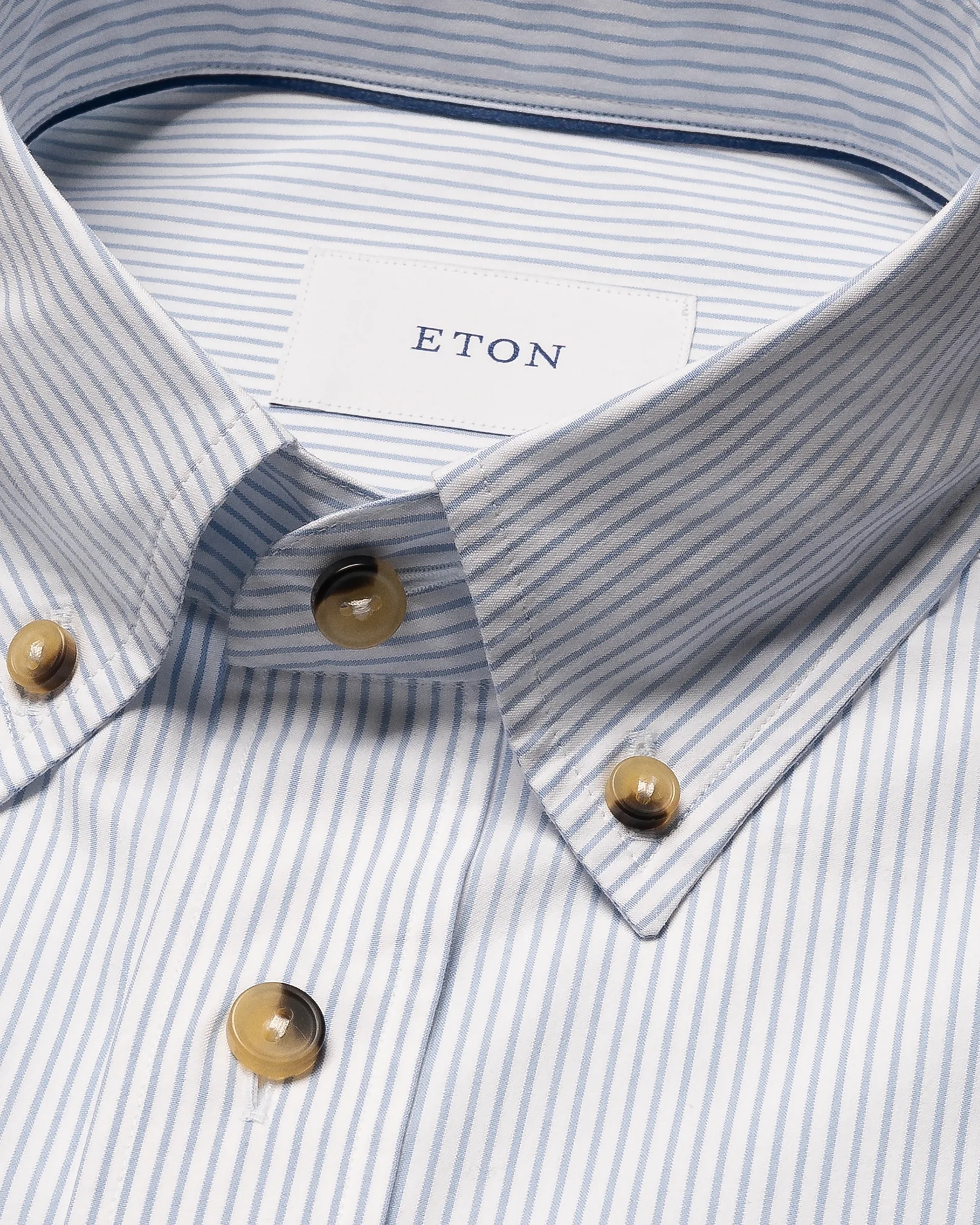 Eton - light blue striped peached poplin shirt