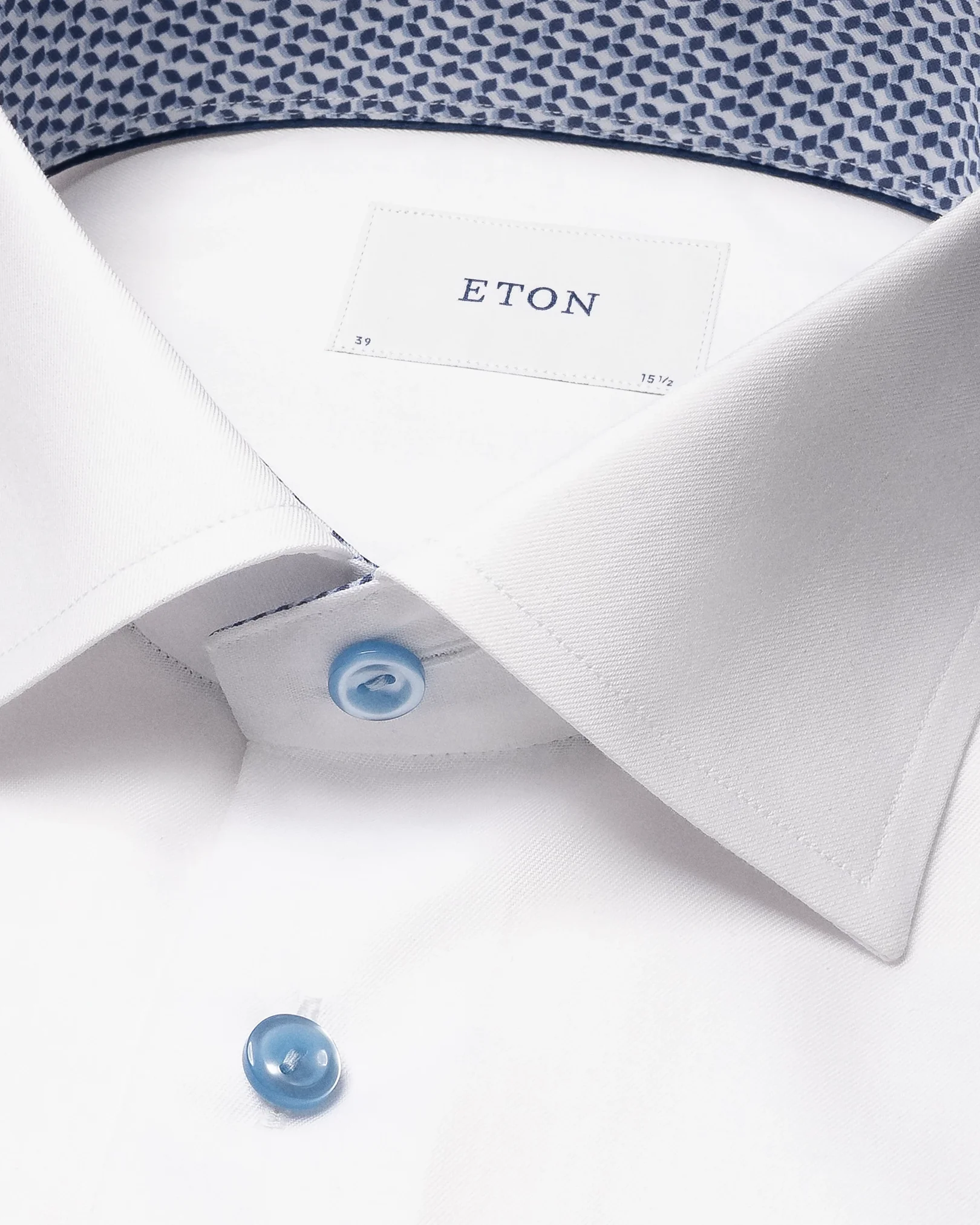 Eton - white solid signature twill geometric effect shirt