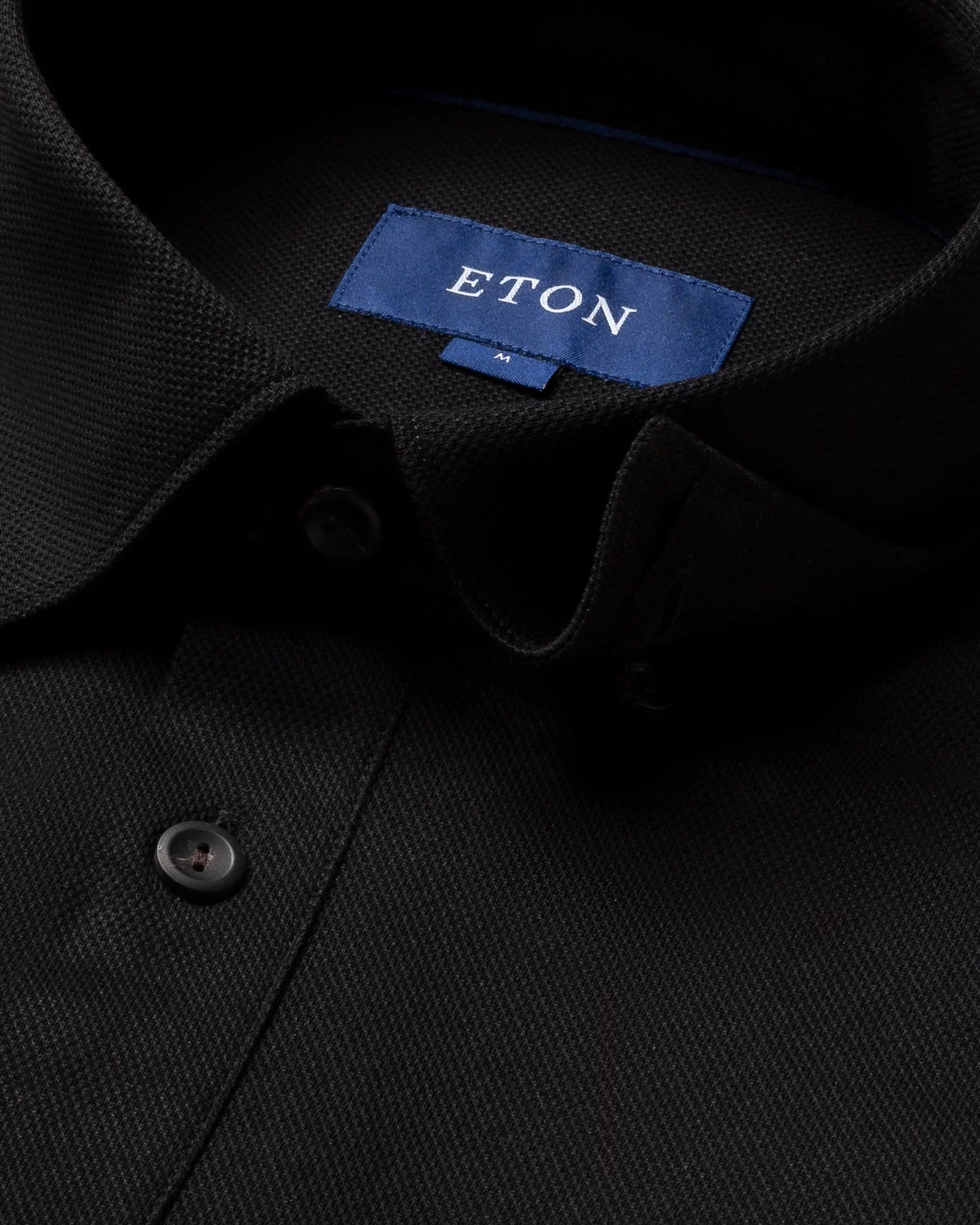 Eton - black pique button under short sleeve