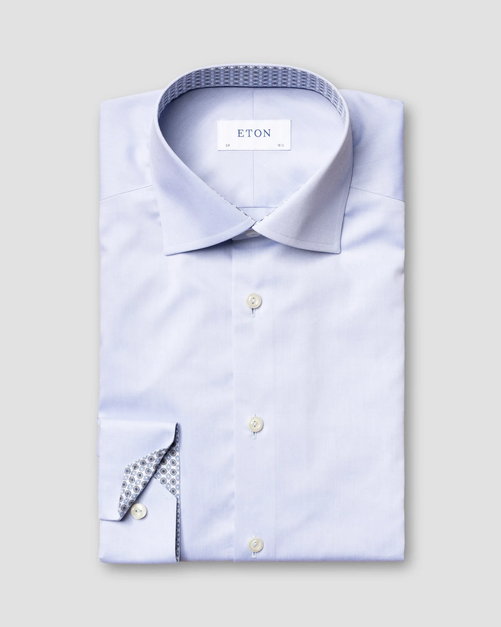 Eton - sky blue twill shirt geometric details