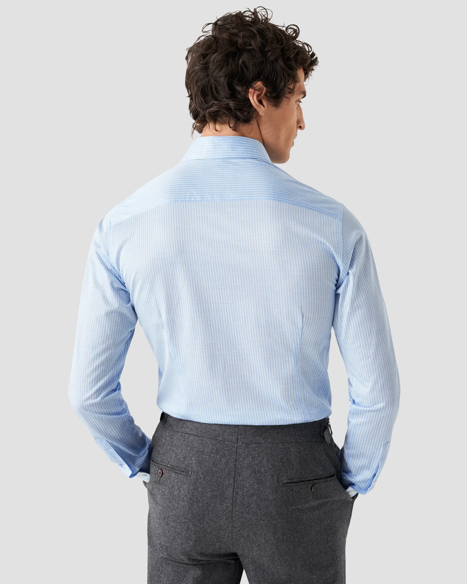 Eton - Chemise bleu clair à chevrons en maille King