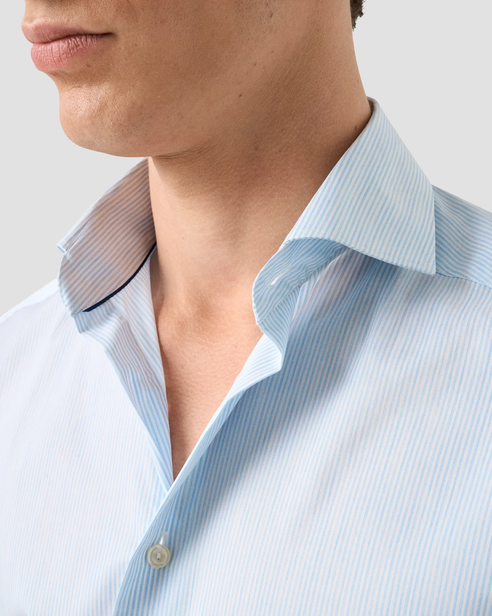 Eton - light blue striped melange twill shirt