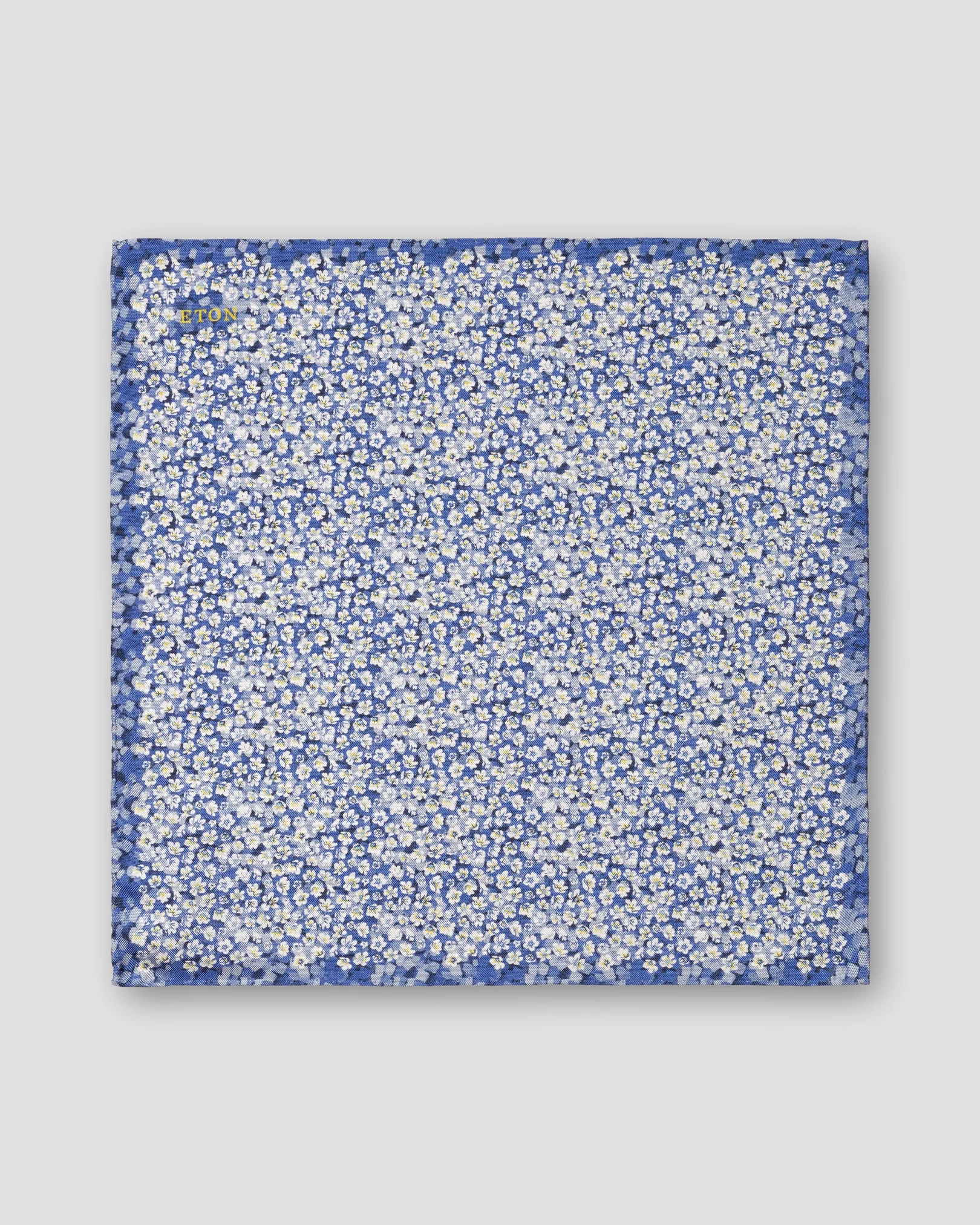 Eton - mid blue floral print silk pocket square