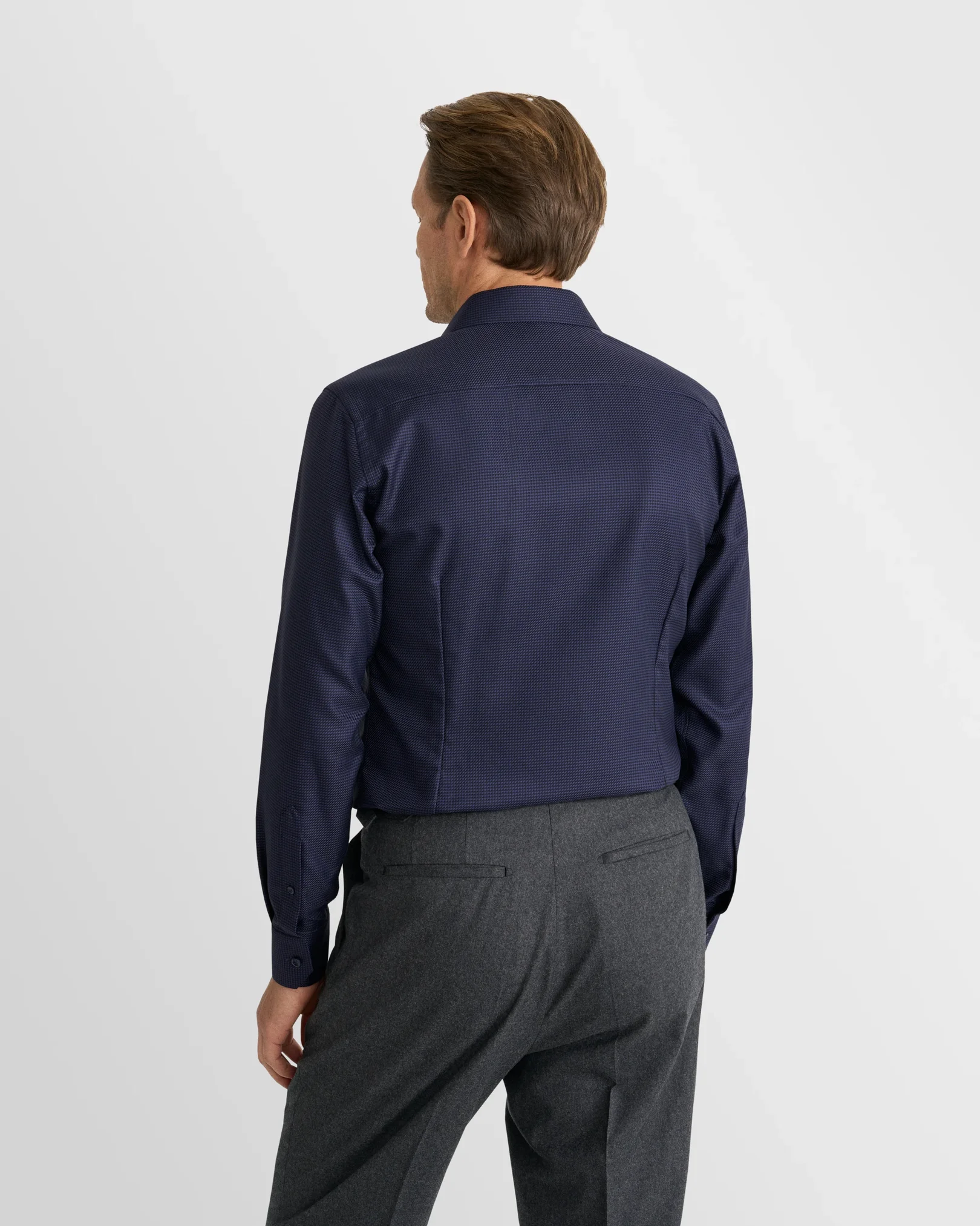 Eton - navy houndstooth king twill shirt