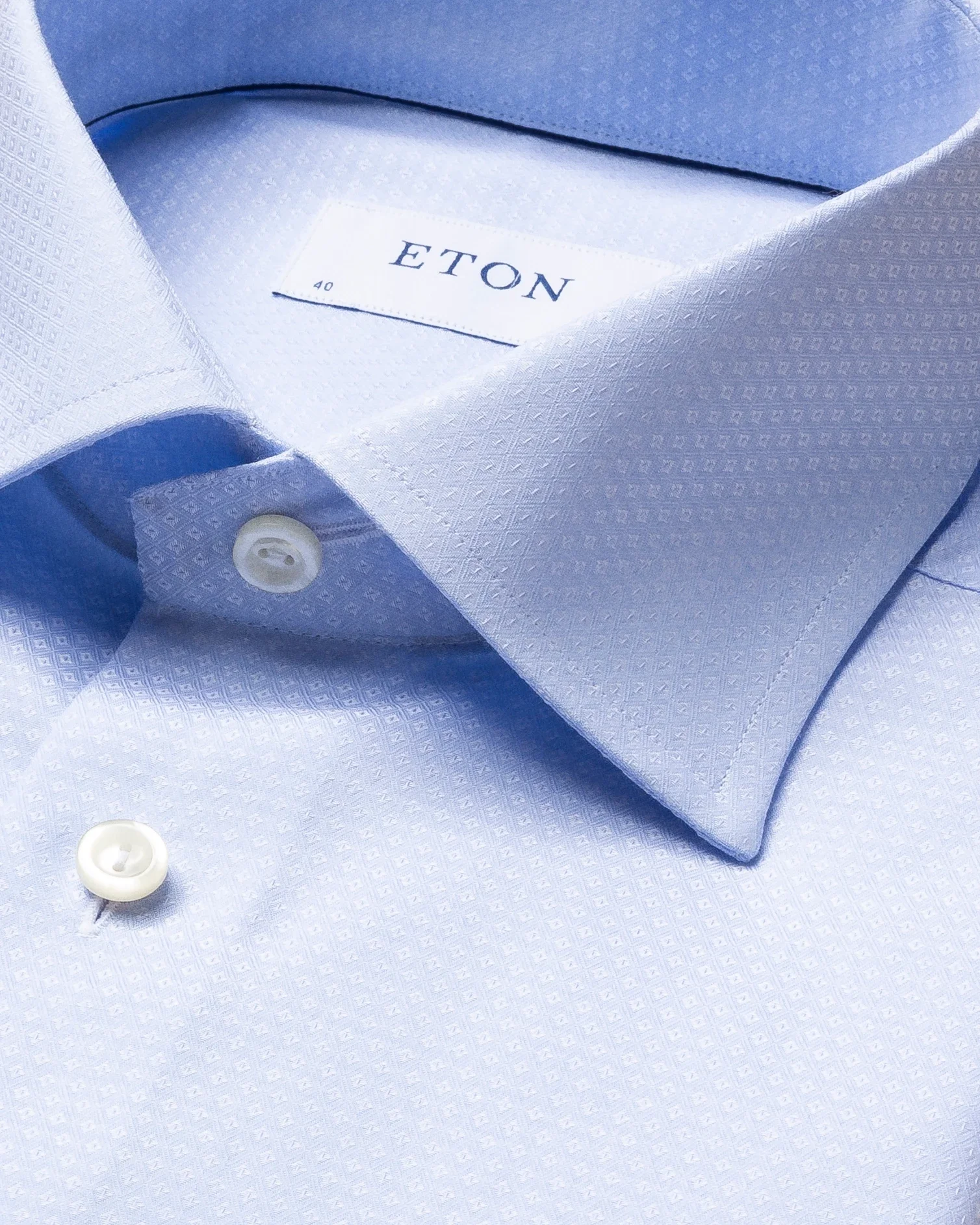 Eton - light blue diamond weave shirt