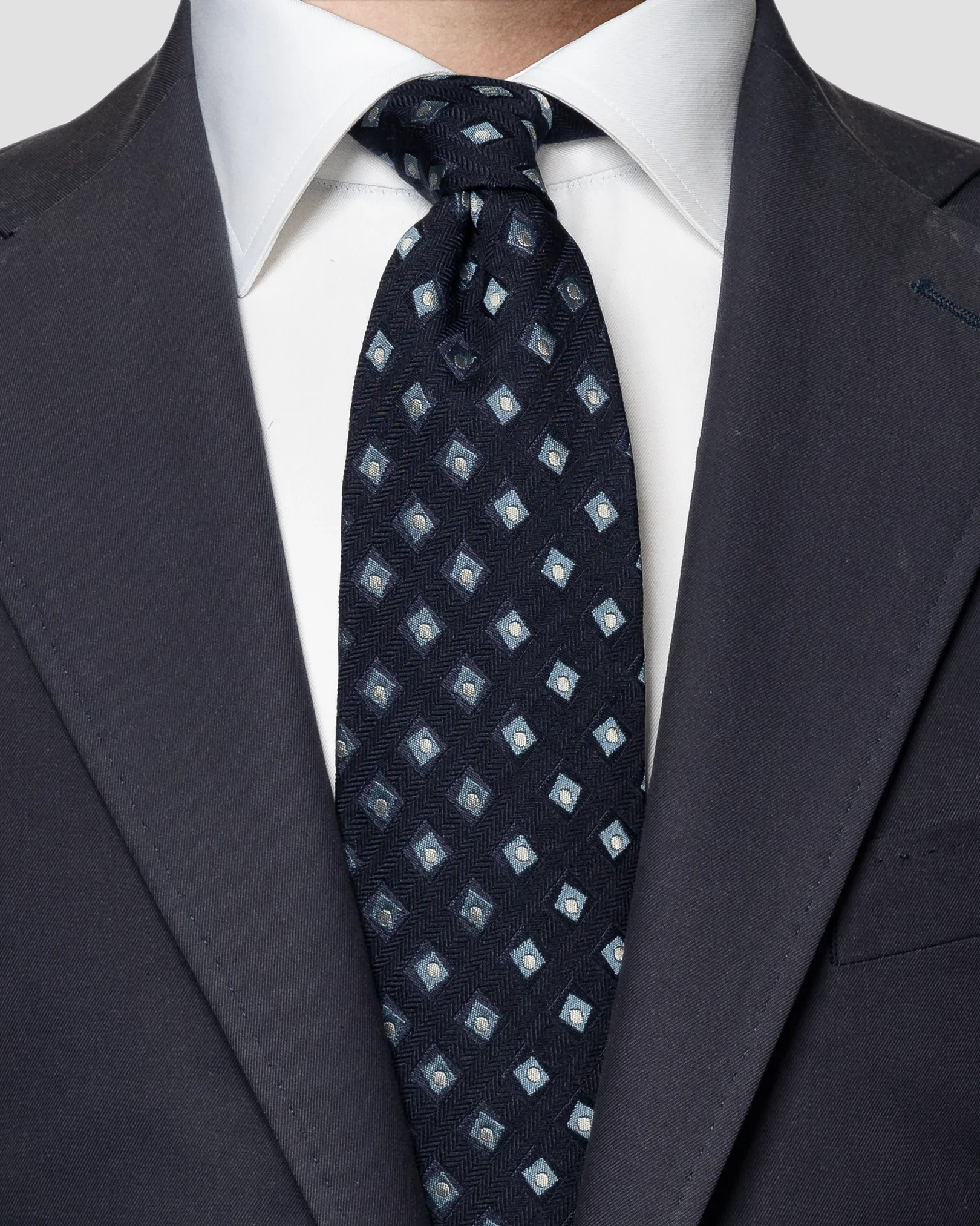 Eton - navy blue herringbone tie