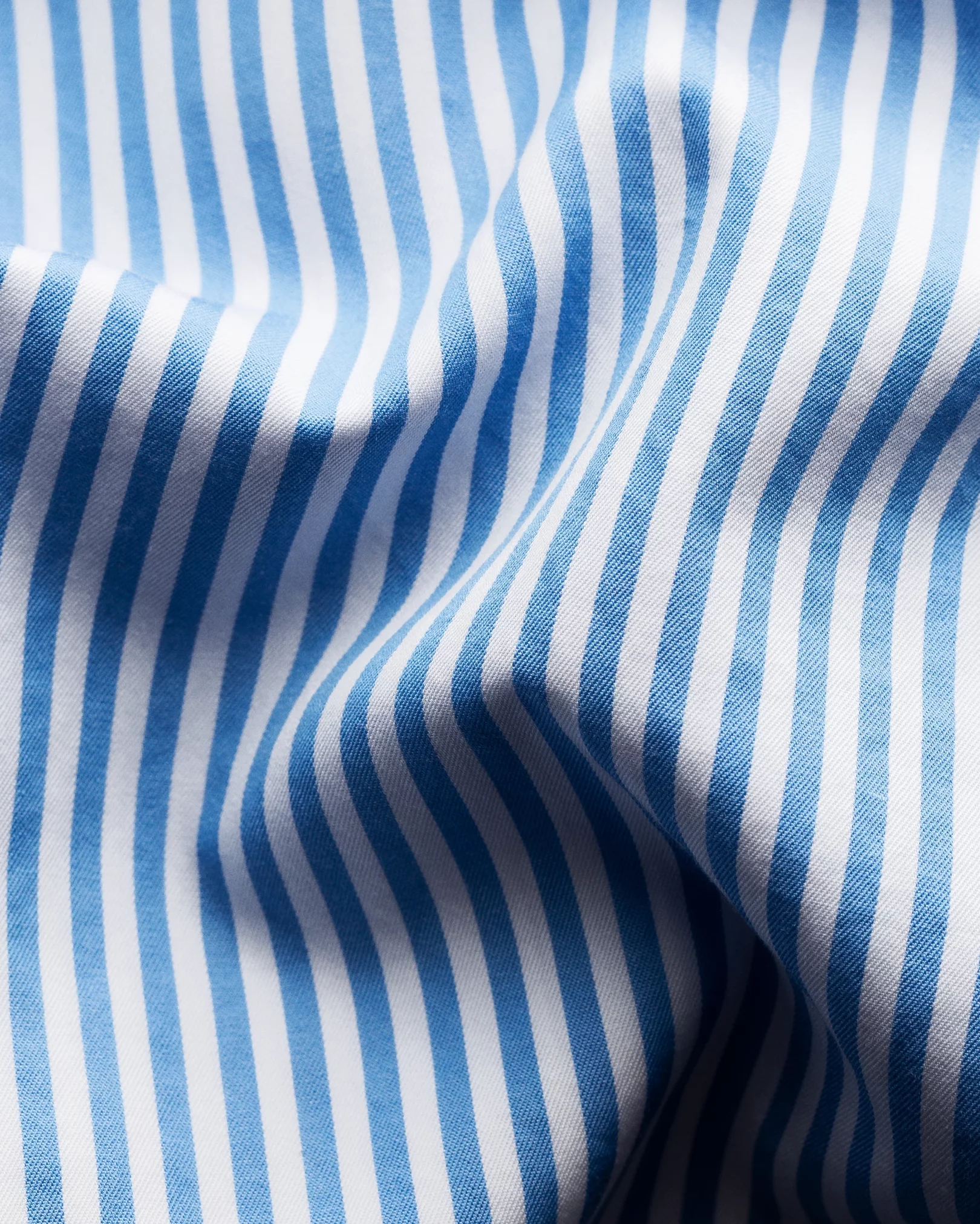 Eton - light blue twill striped cotton tencel