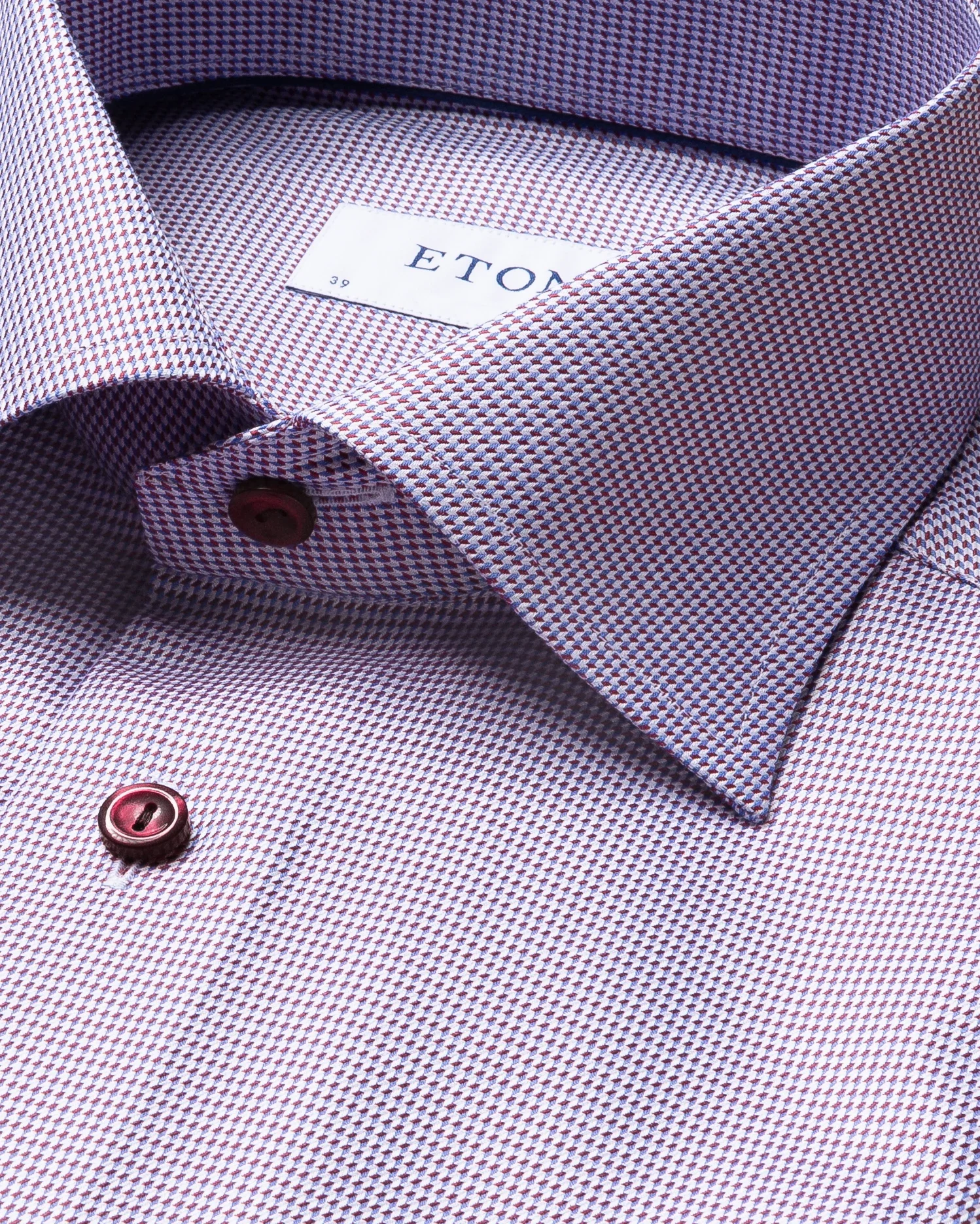 Eton - red textured twill shirt