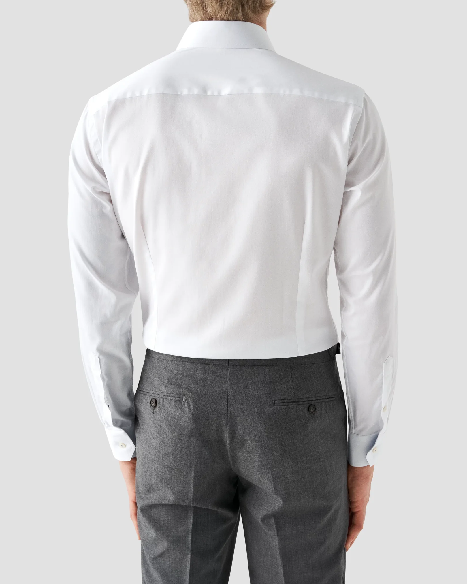 Eton - white twill stretch cut away single slim