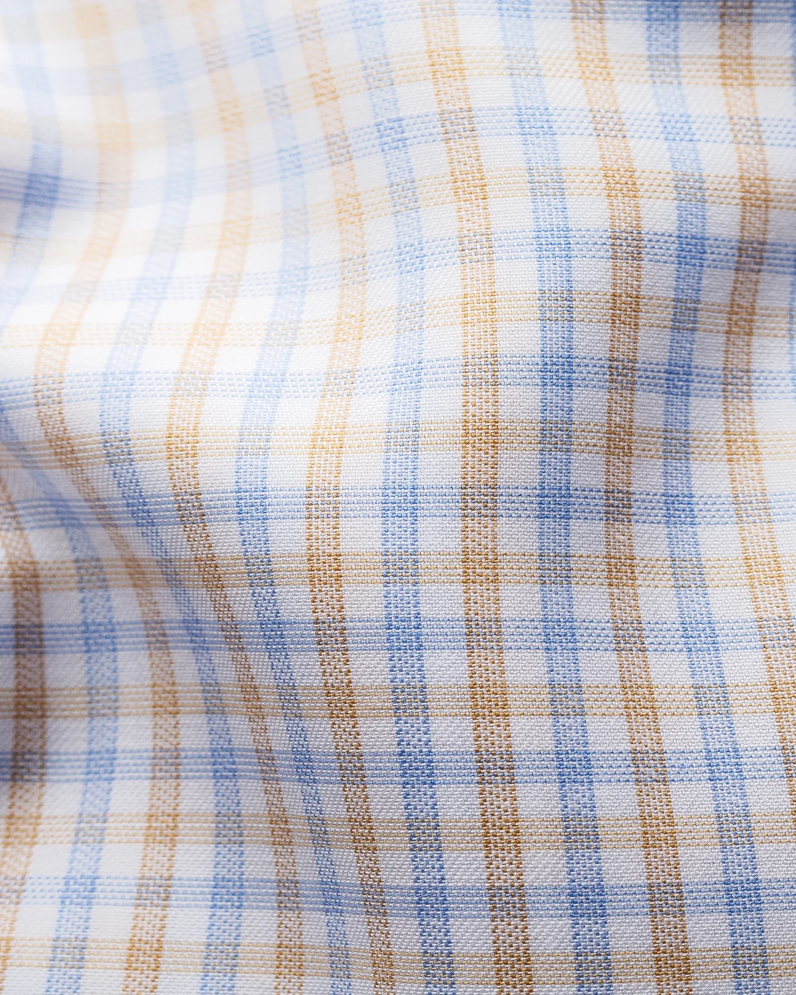 Eton - beige blue checked cotton tencel shirt