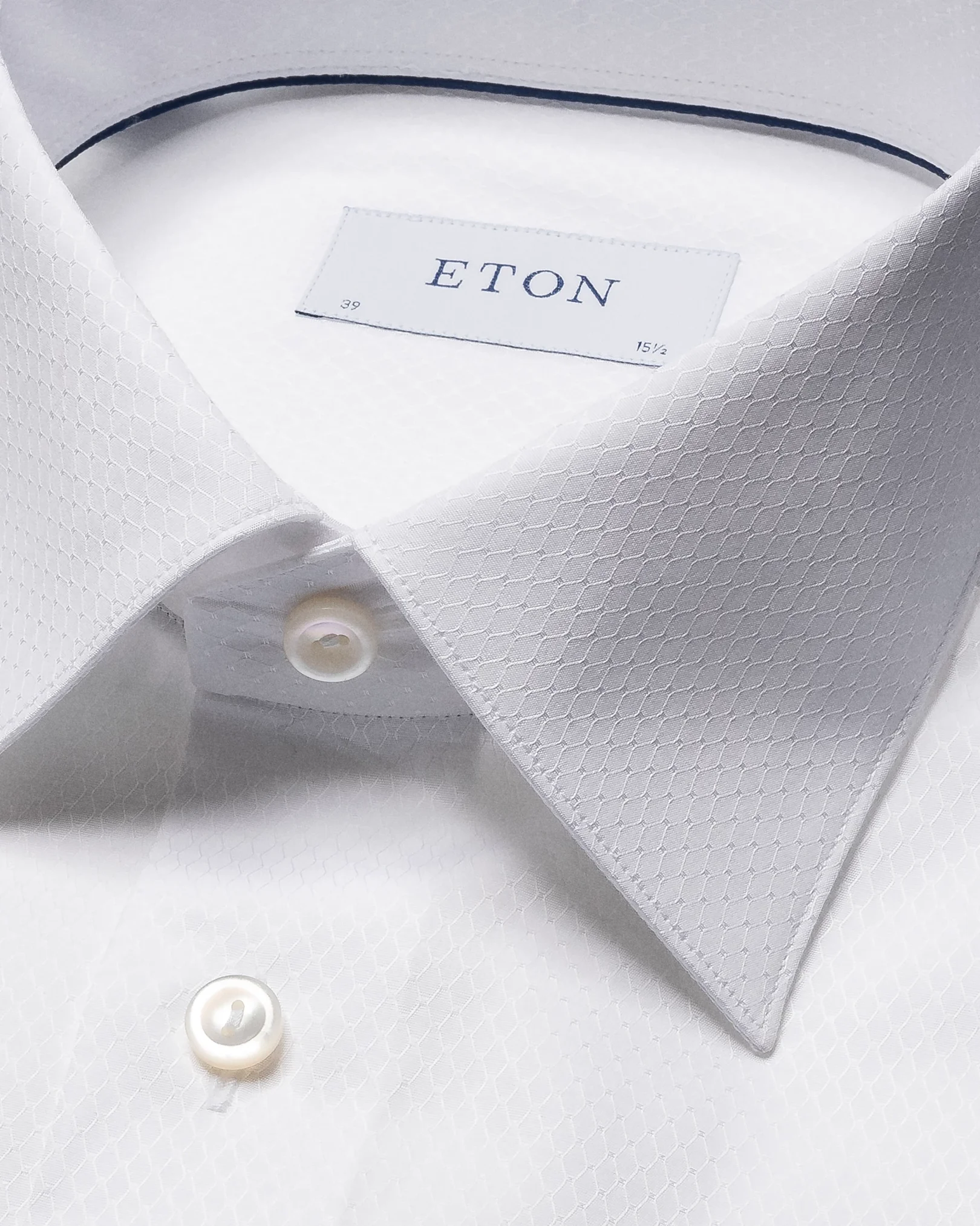 Eton - white plain weave moderate cut away collar single cuff slim fit