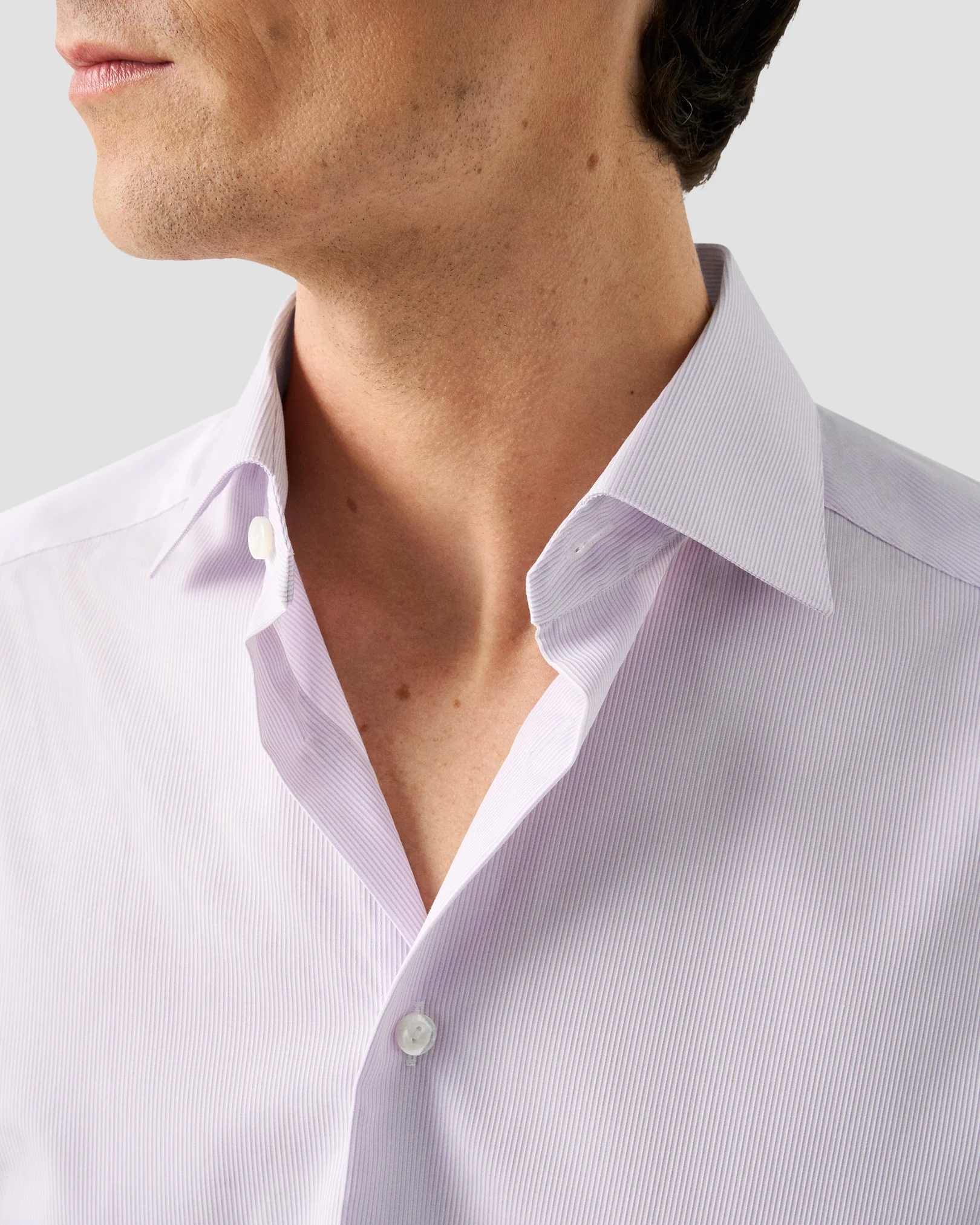 Eton - pink fine striped elevated pique shirt