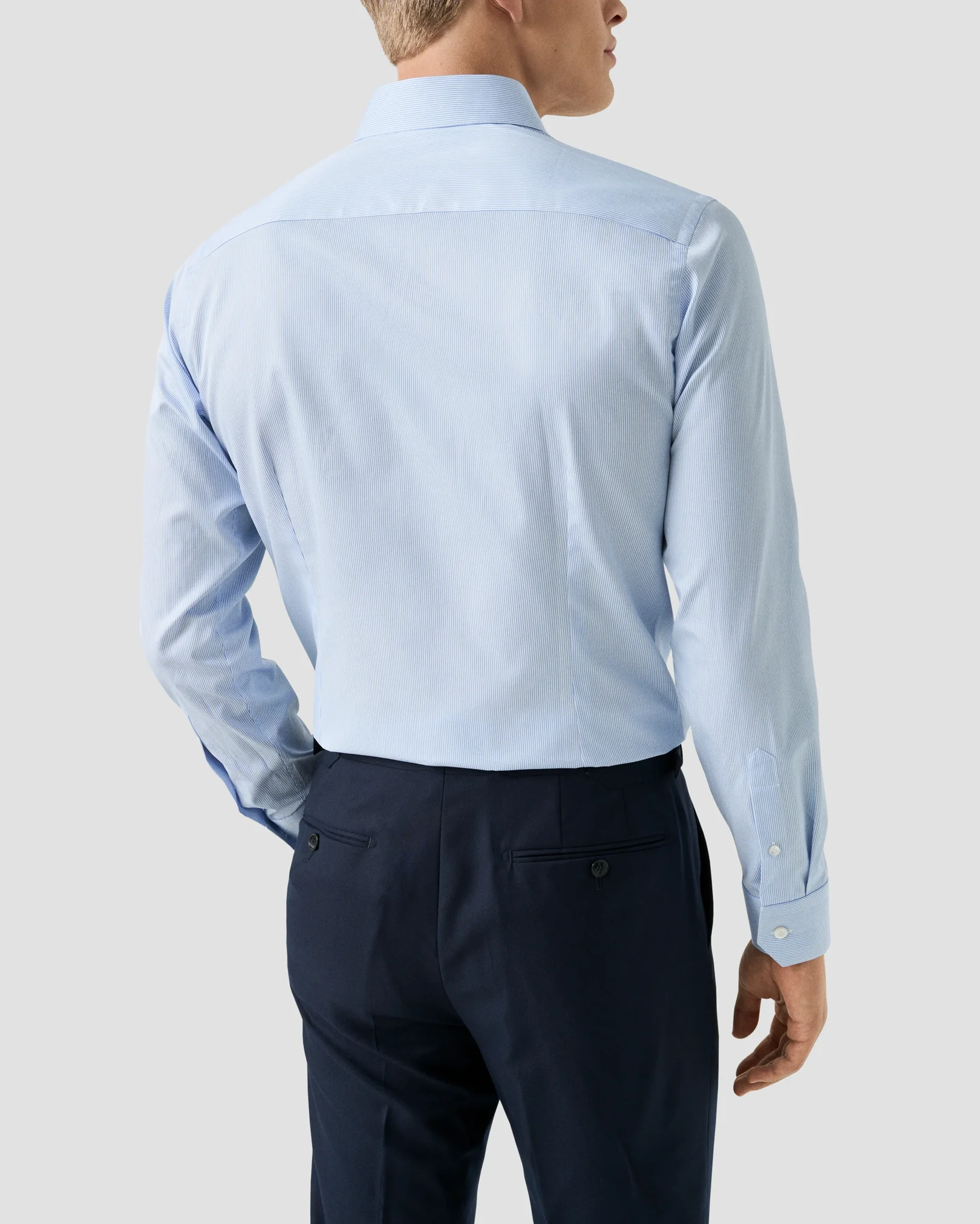 Eton - Randig poplinskjorta i Supima 120