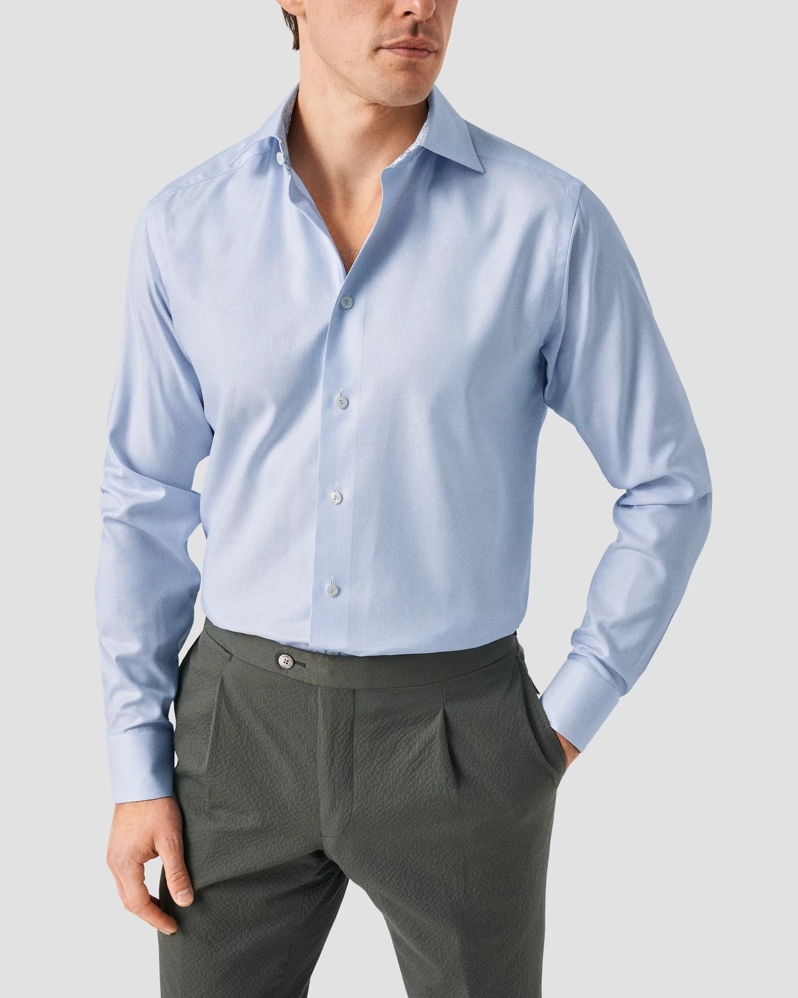 Eton - light blue contrast lyocell shirt