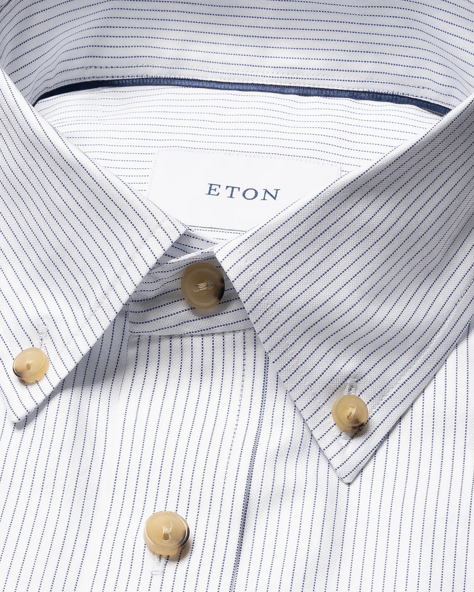 Eton - mid blue striped oxford shirt button down 258