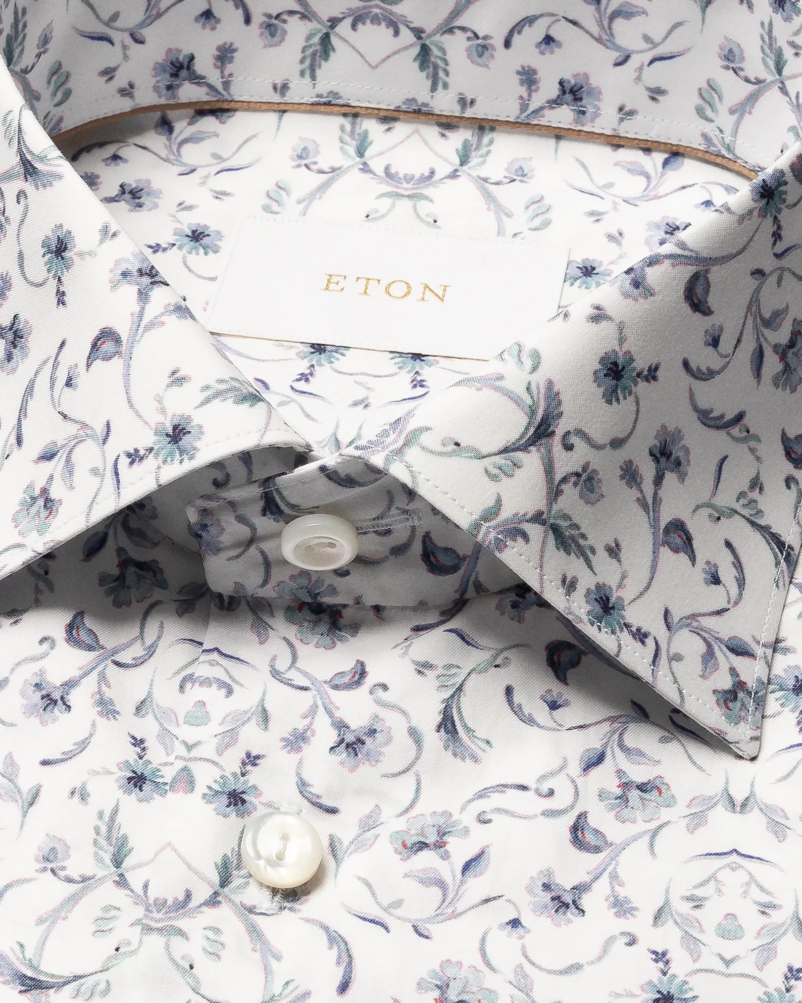 Eton - floral fine twill shirt cut away single slim