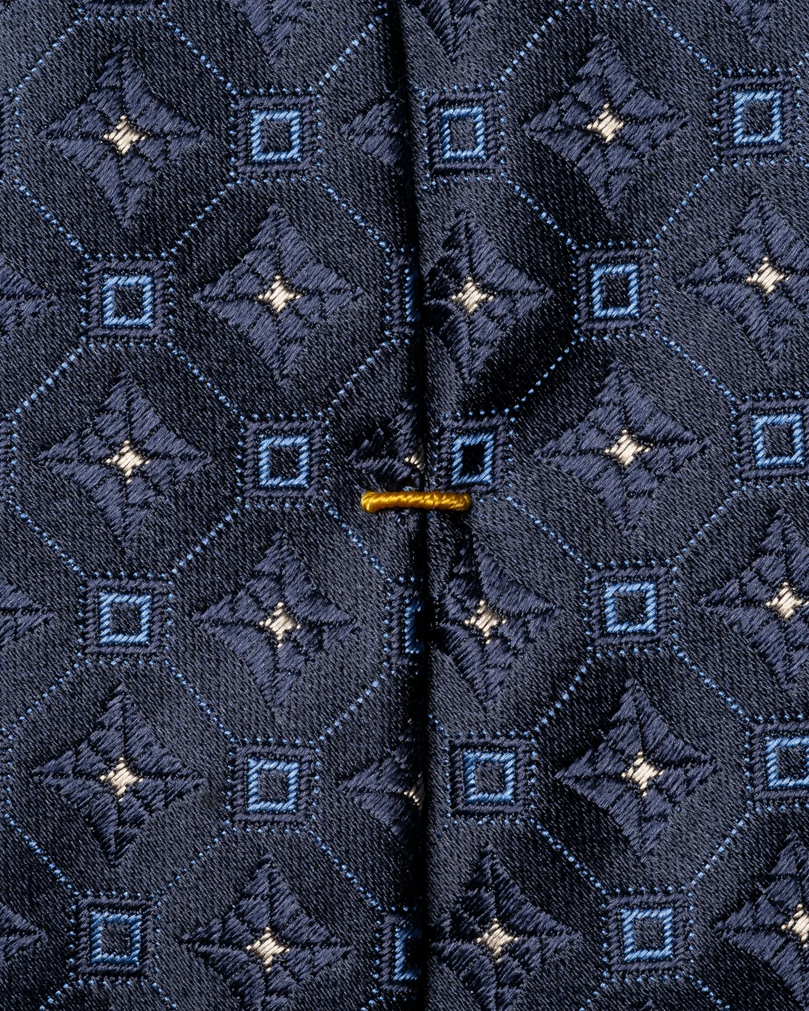 Eton - navy blue medallion woven silk tie 266