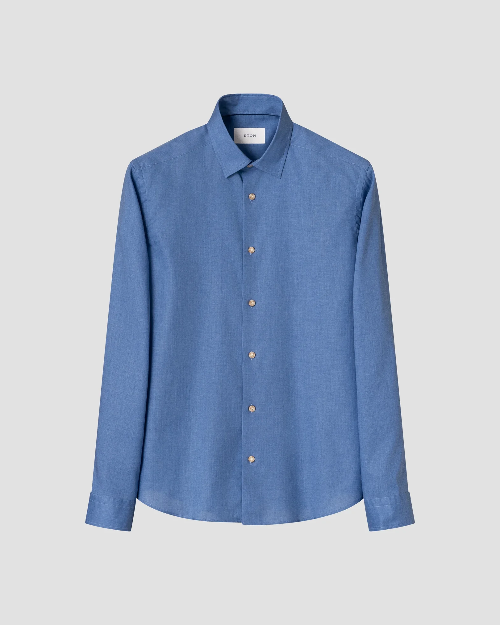 Eton - semi solid flannel shirt spread rounded single casual fit