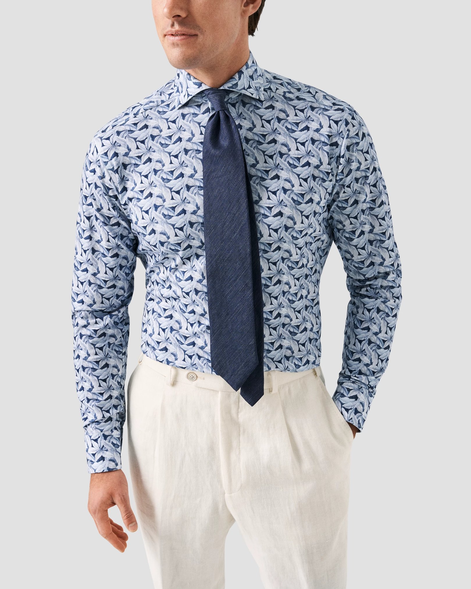 Eton - palmleaf printed four way strech