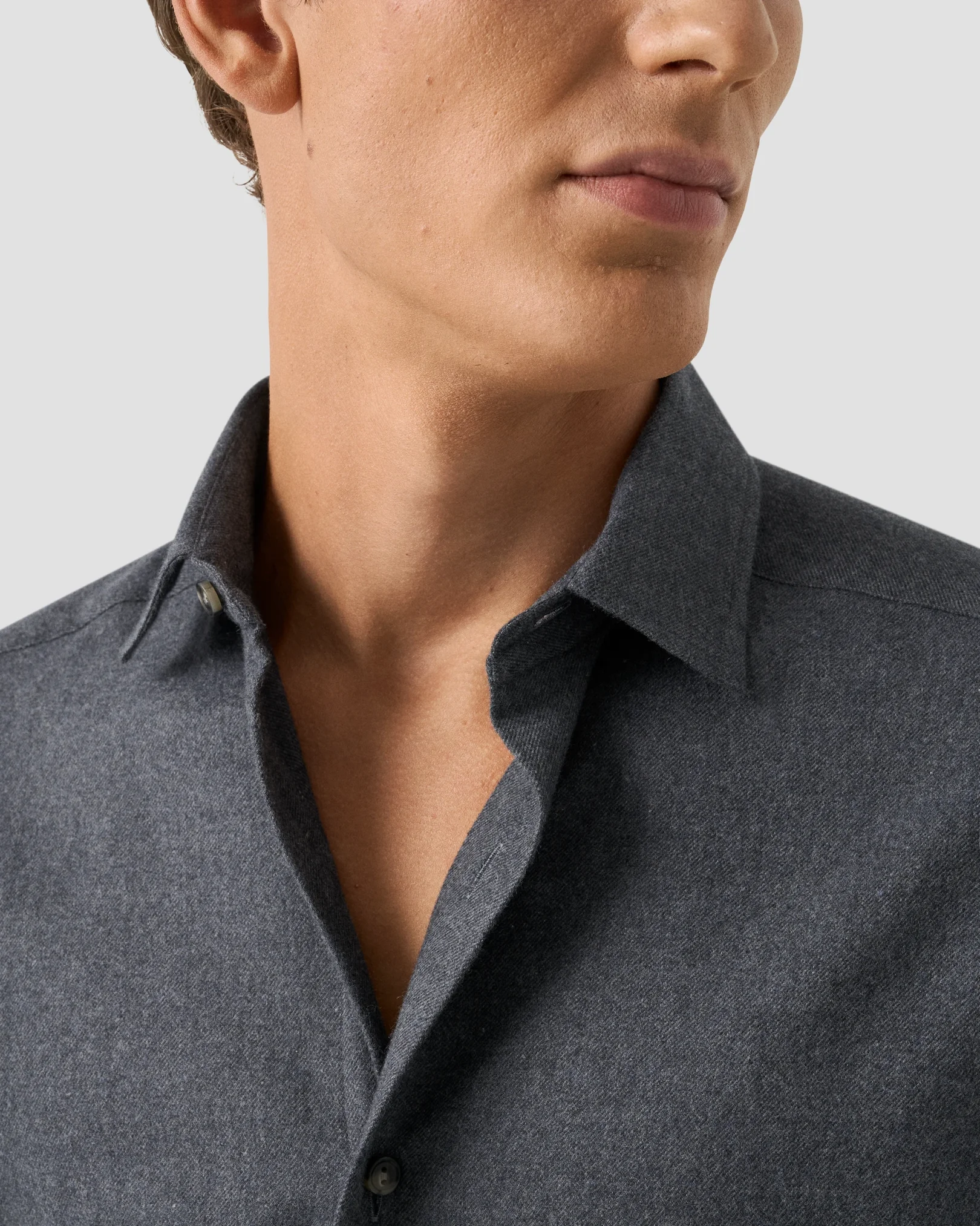 Eton - dark blue solid flannel shirt