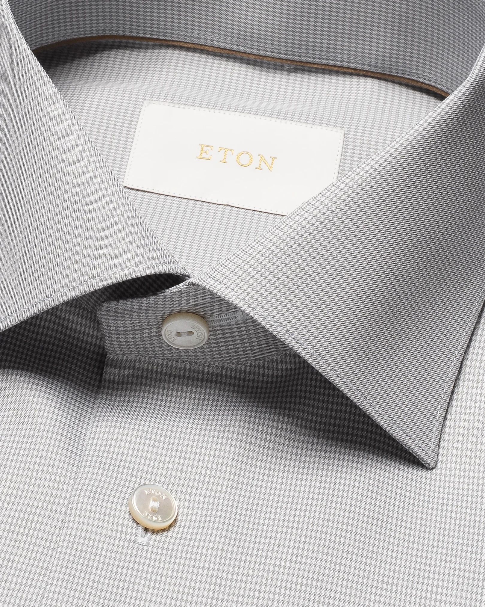 Eton - houndstooth check giza 45 shirt cut away single slim