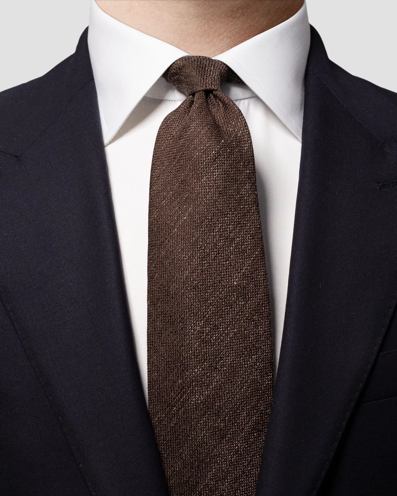 Eton - dark brown silk linen tie
