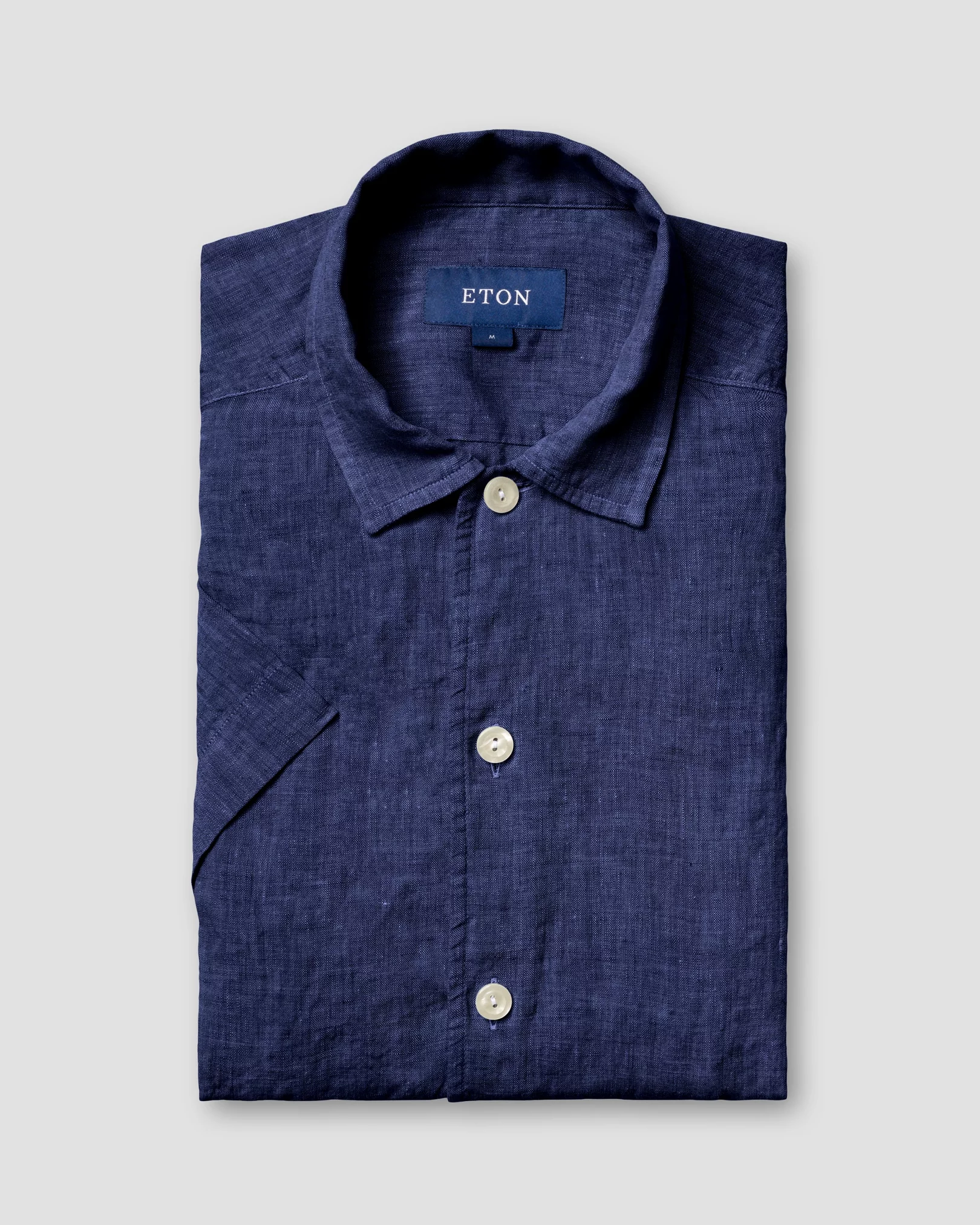 Eton - blue linen shirt resort short sleeve boxfit