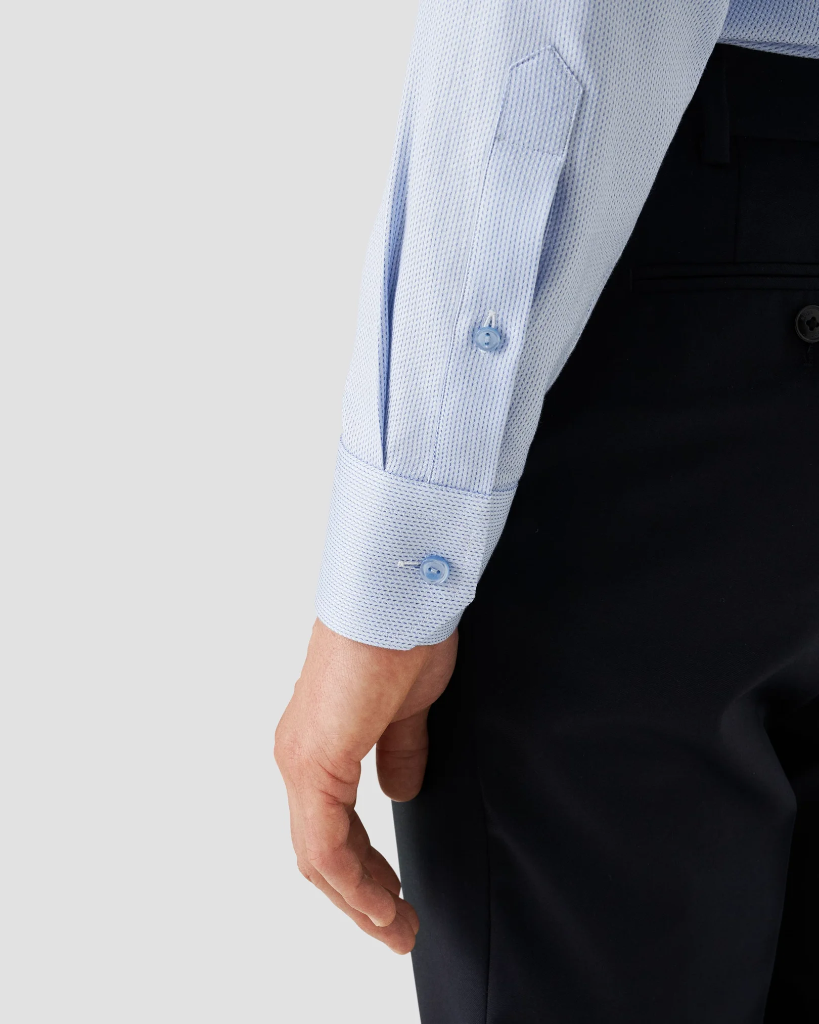 Eton - micro pinstriped light blue twill shirt