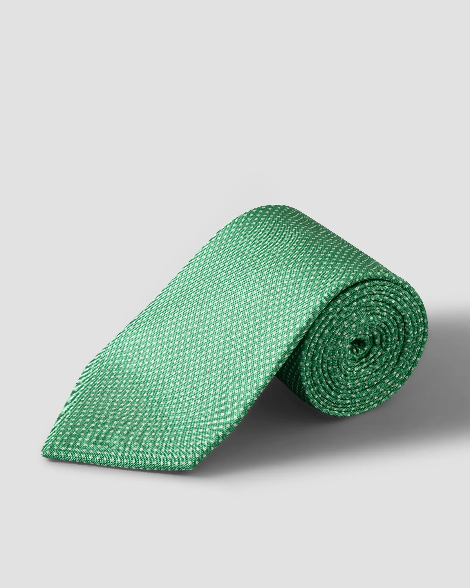 Eton - mid green polka dot print silk tie