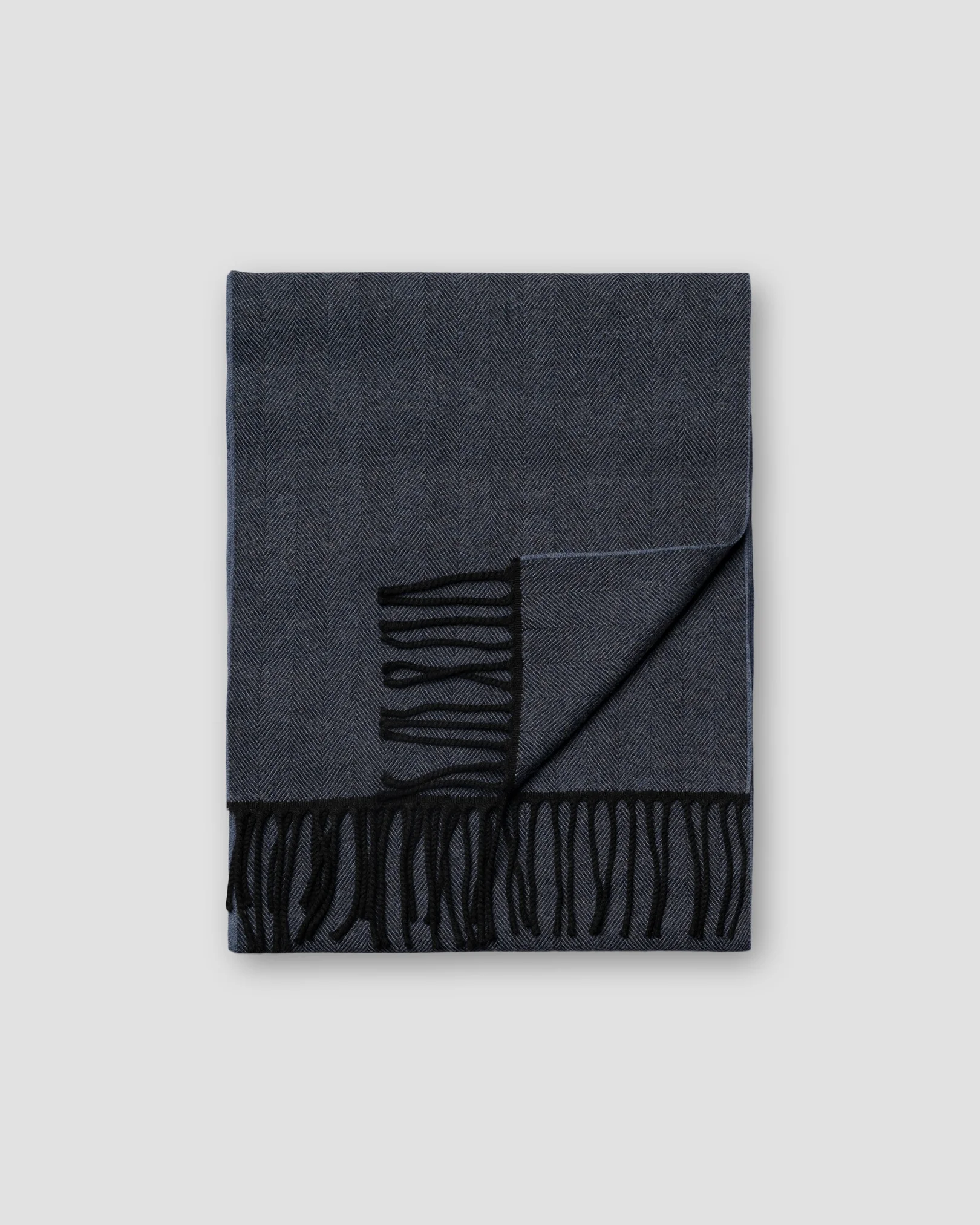 Eton - dark blue herringbone merino wool scarf