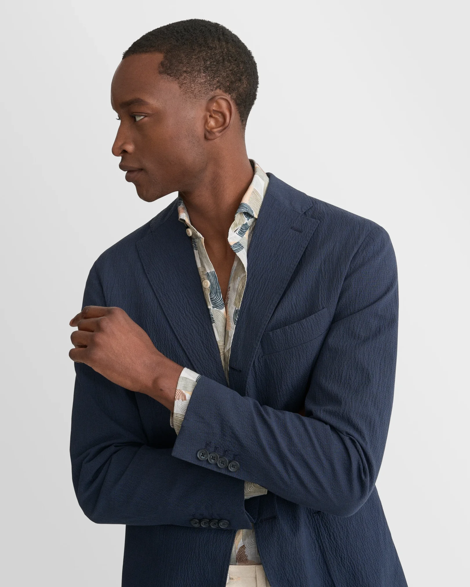 Eton - geometric print linen shirt