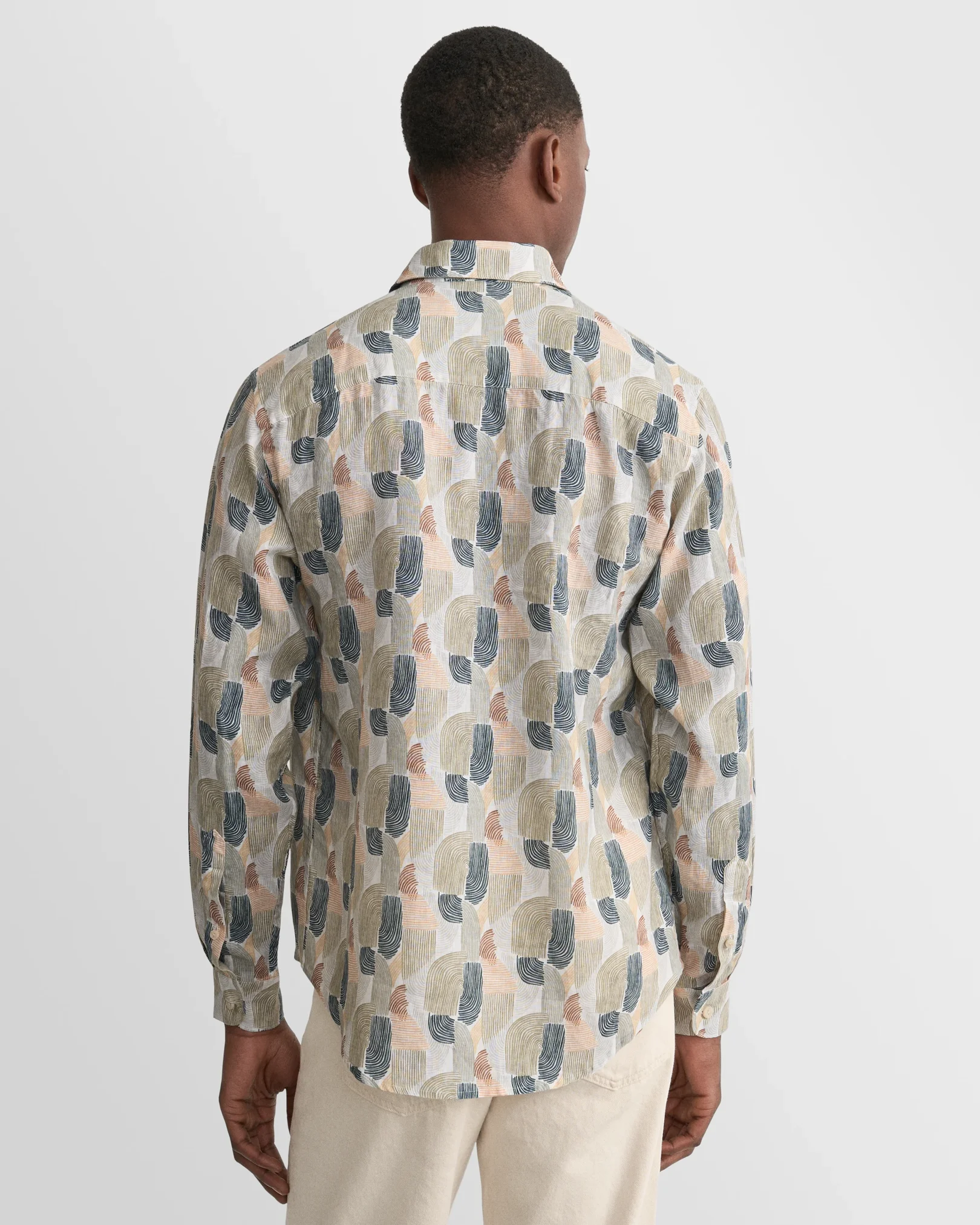 Eton - geometric print linen shirt