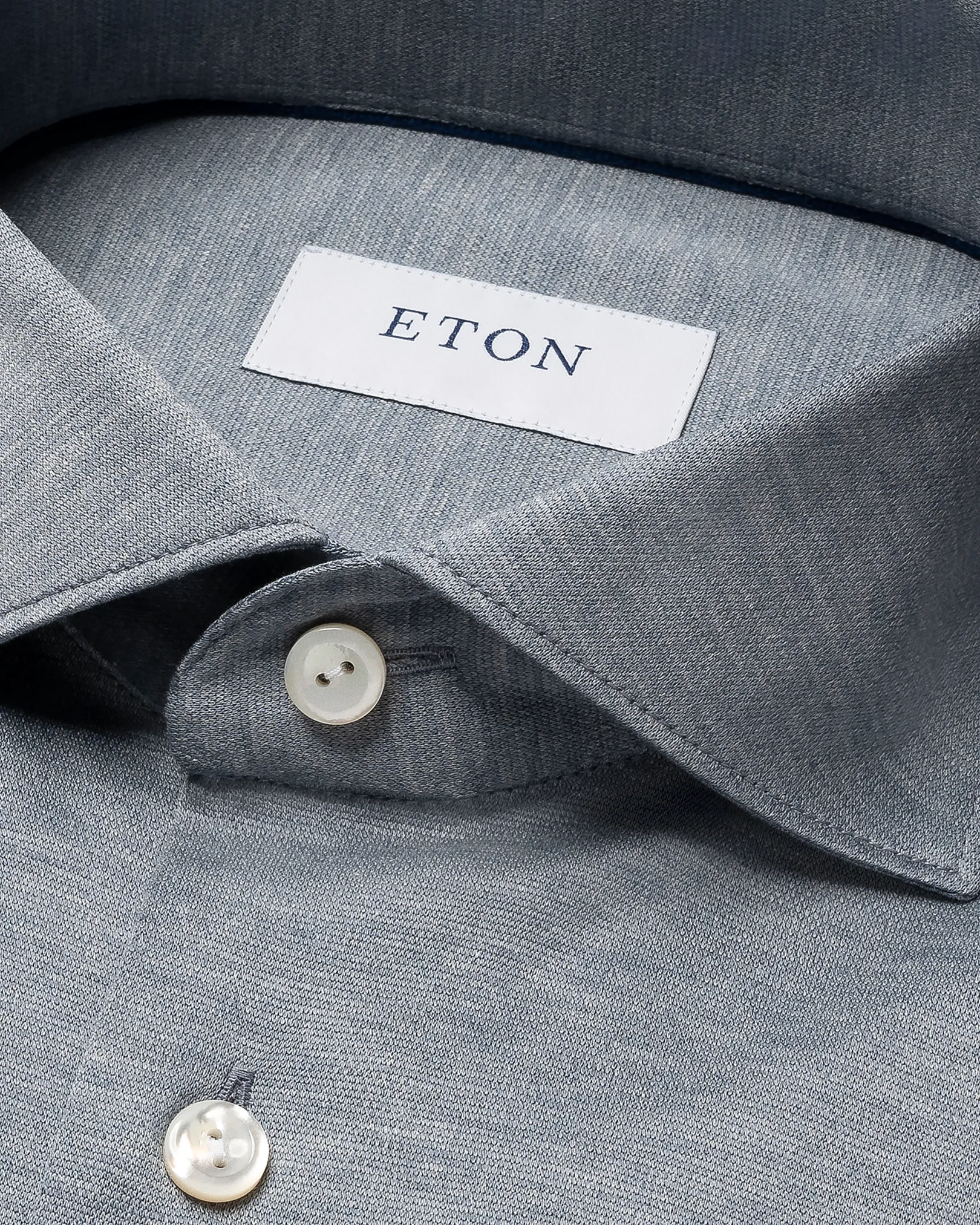 Eton - dark blue filo di scotia knitted jaquard shirt