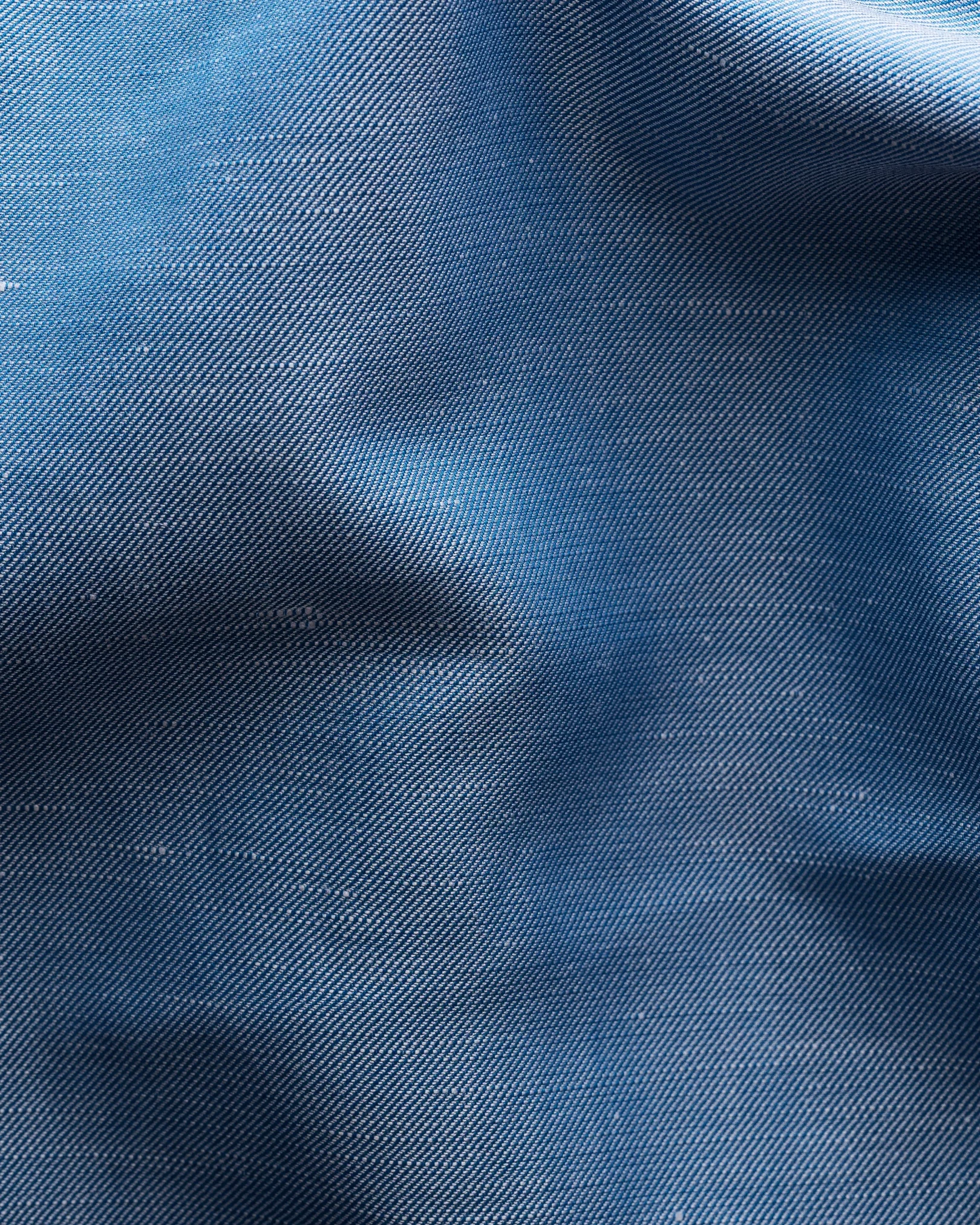 Eton - mid blue textured twill cotton silk blend