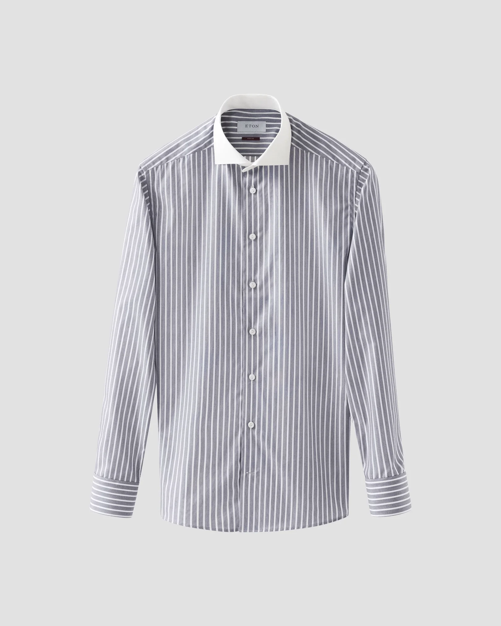 Eton - Dark blue Striped White Collar Shirt