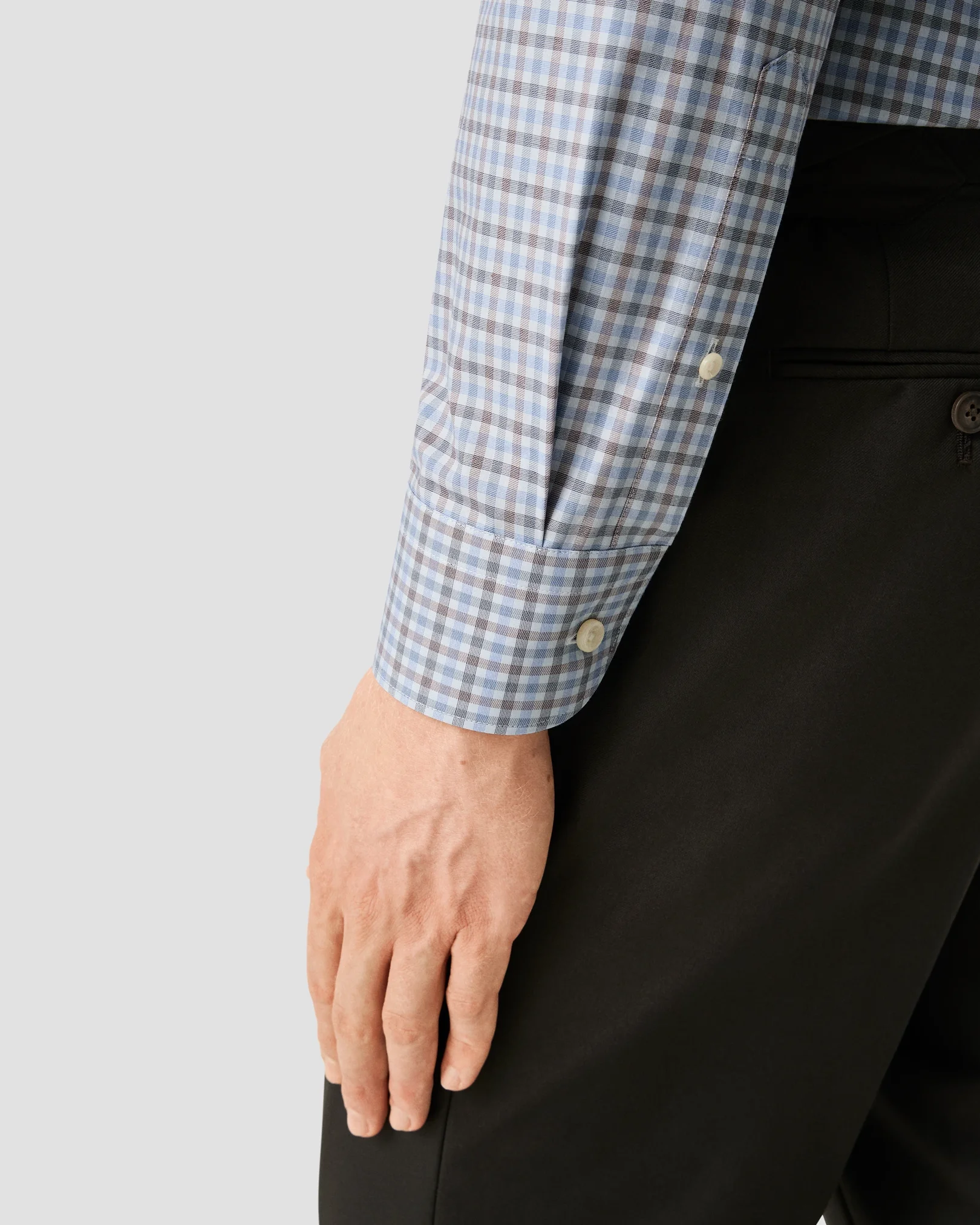 Eton - three color check twill shirt