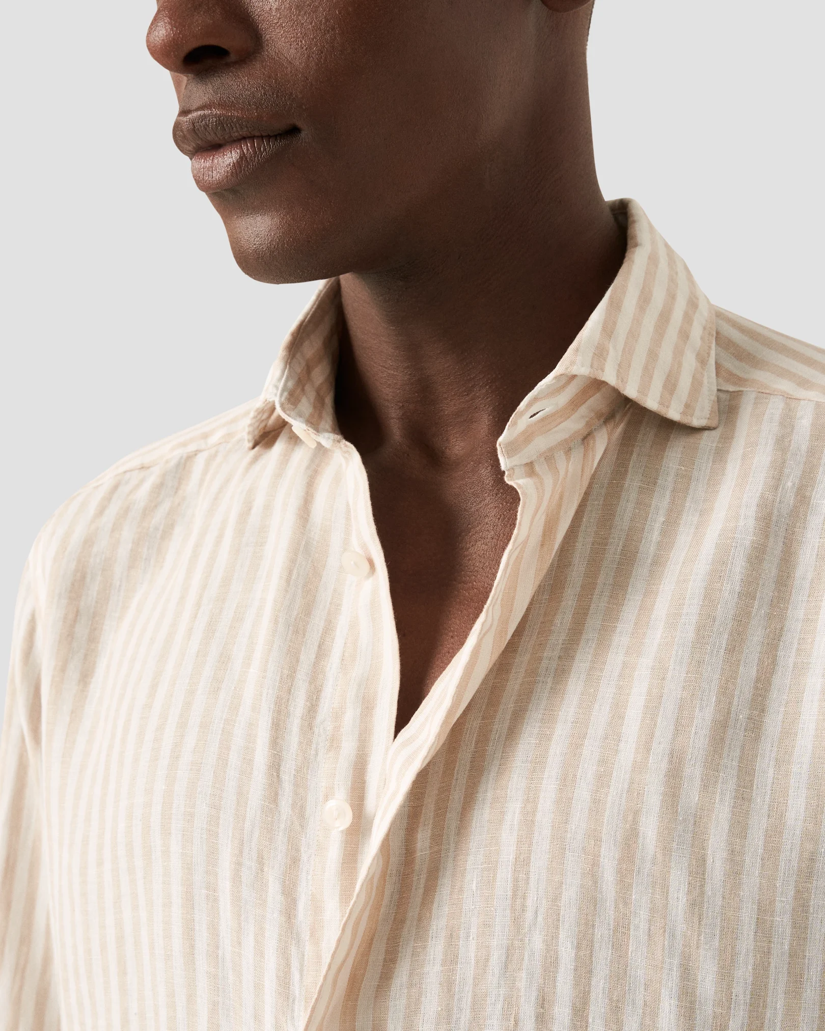 Eton - Light Brown Striped Linen Shirt