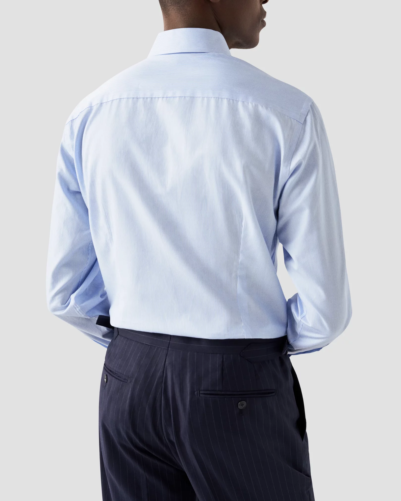 Eton - light blue triped signature twill shirt