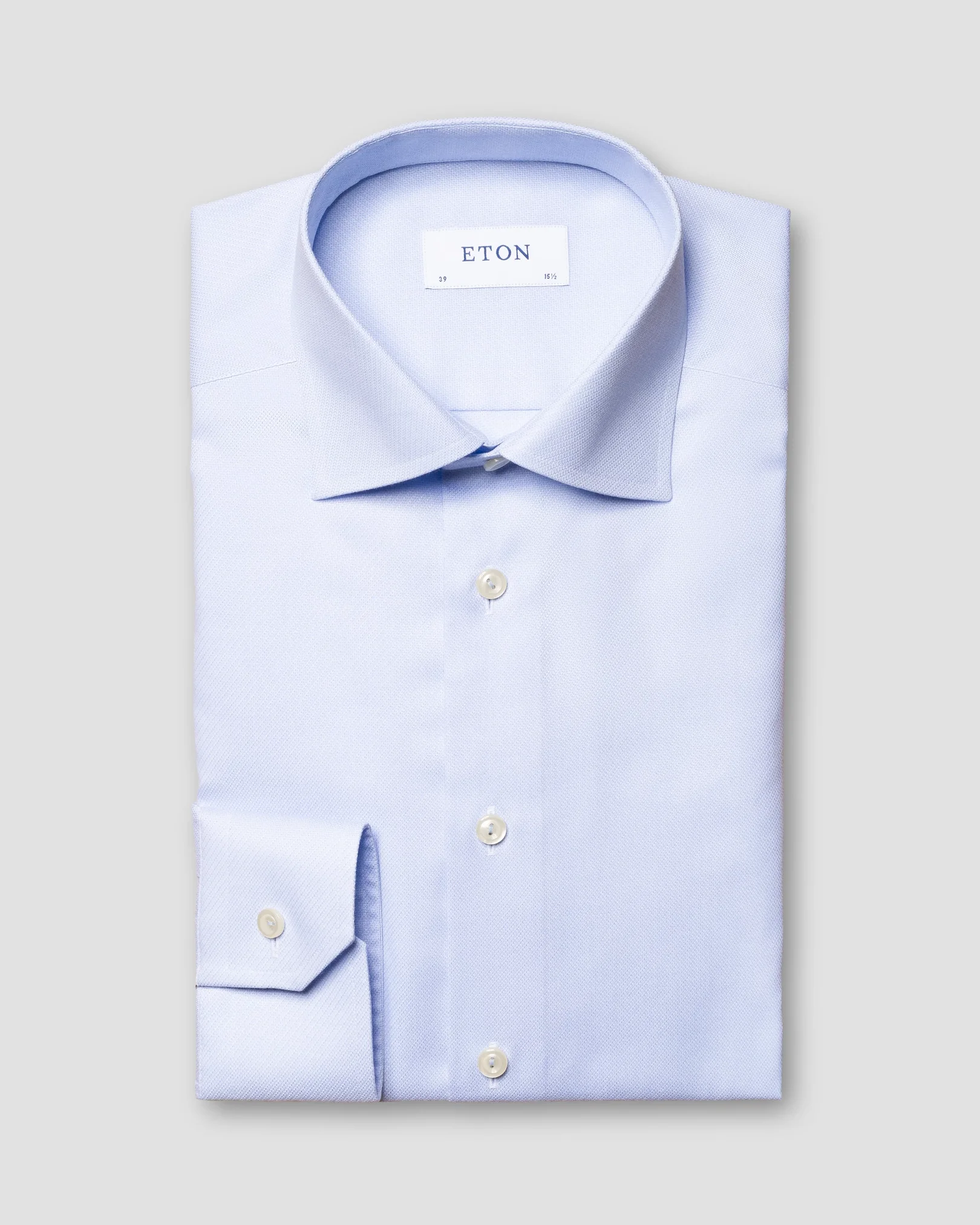 Eton - light blue twill shirt cut away single