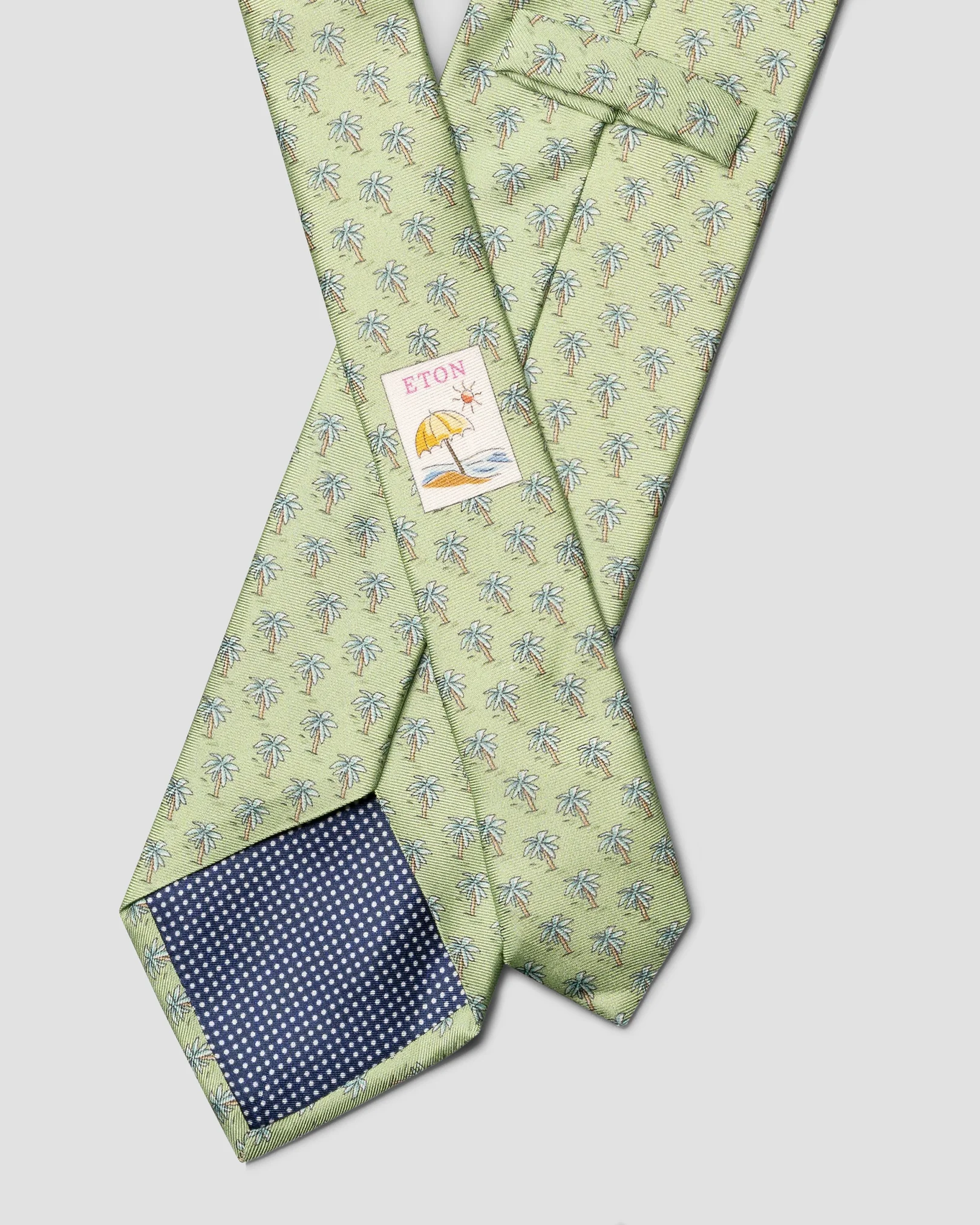 Eton - light green motif print silk tie