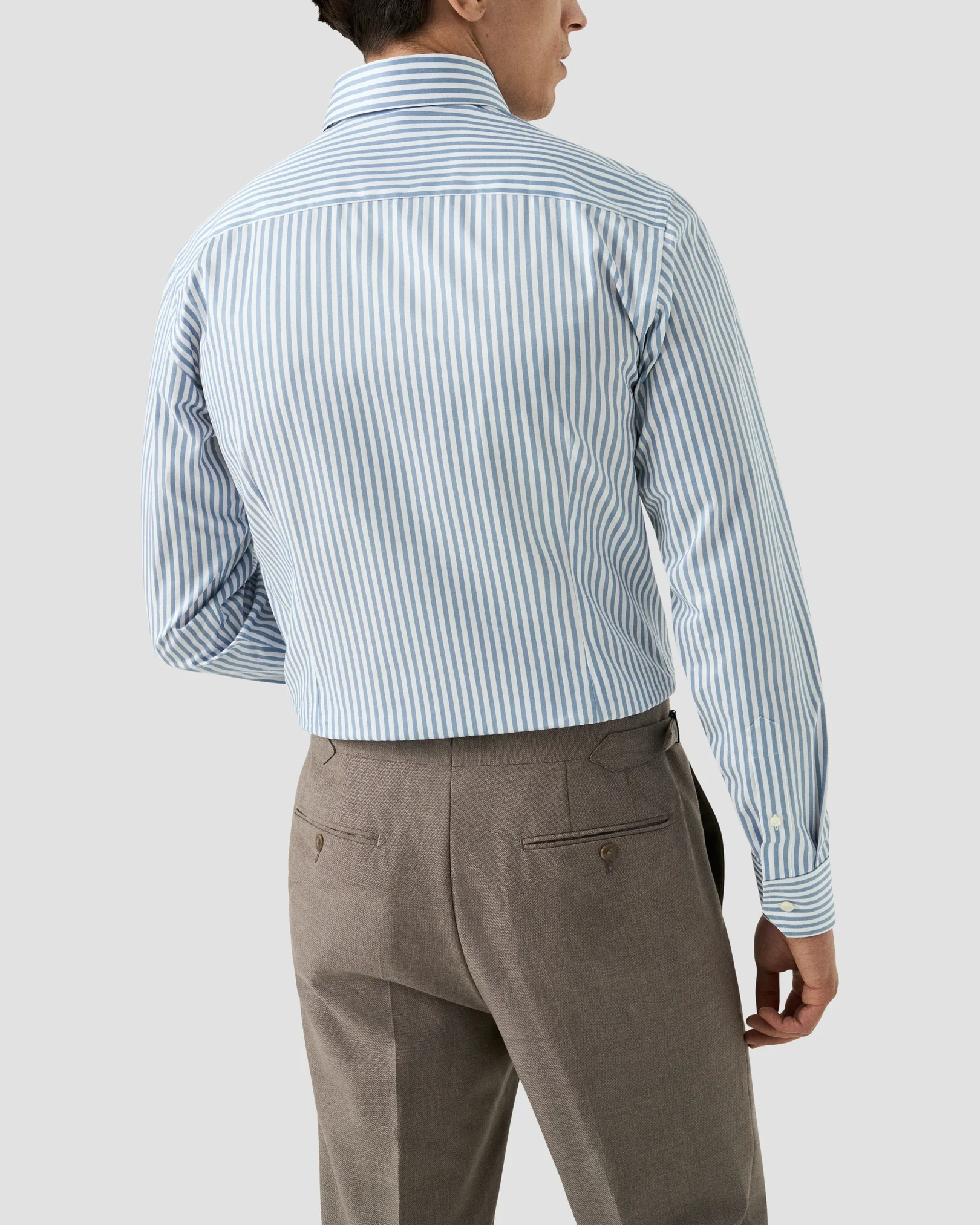 Eton - mid blue bengal striped signature twill shirt