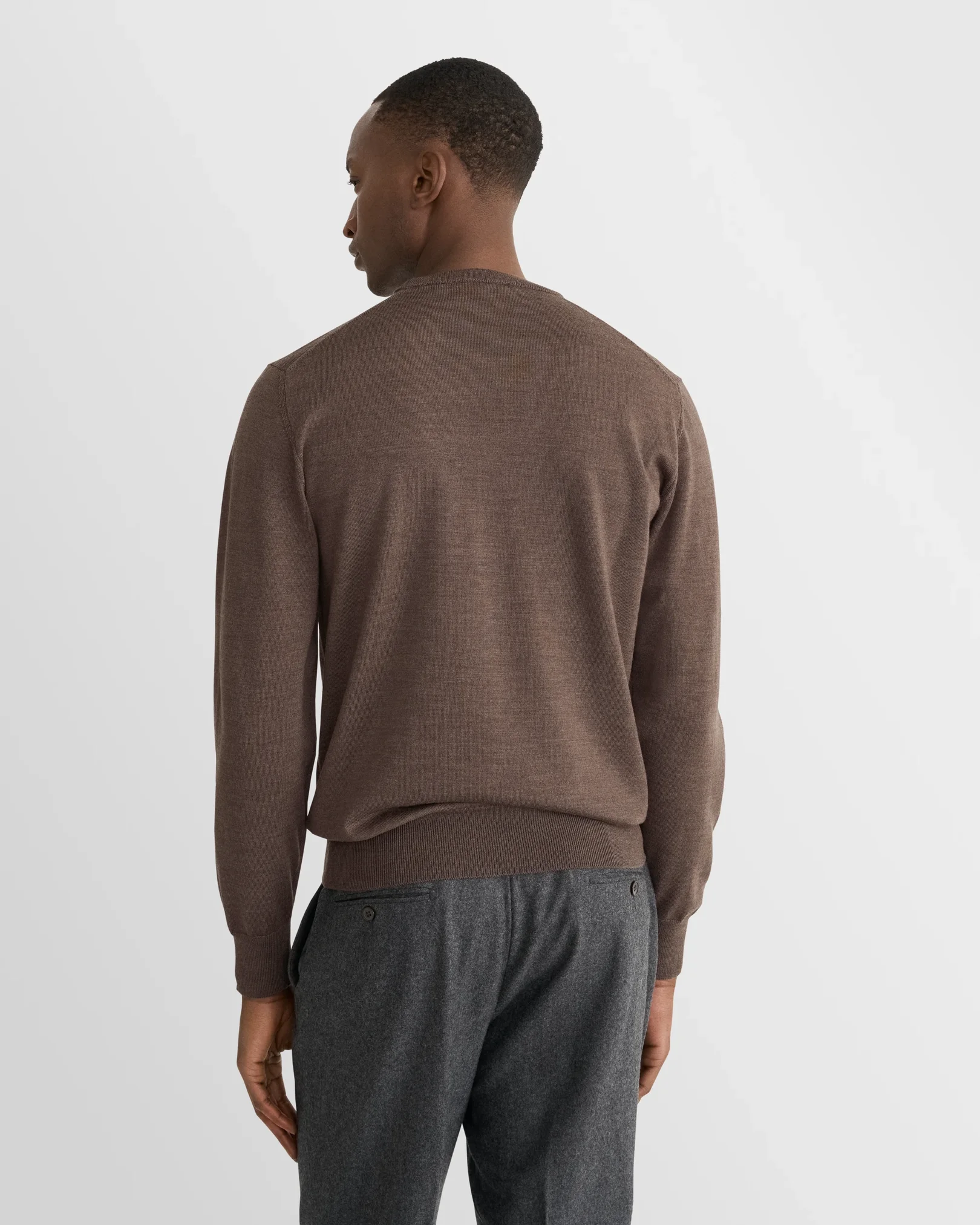 Eton - dark brown merino knit crewneck