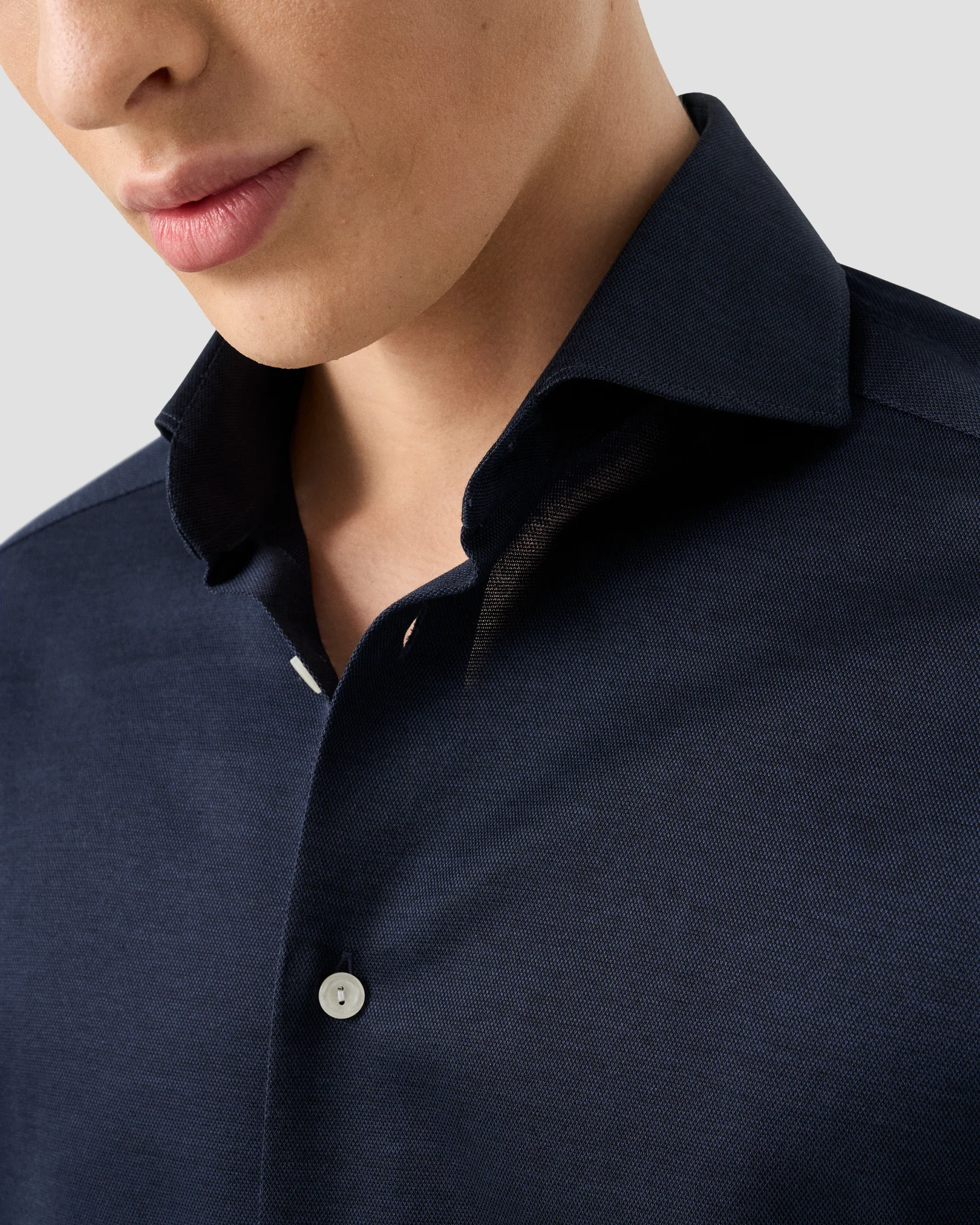Eton - filo di scozia knit shirt navy