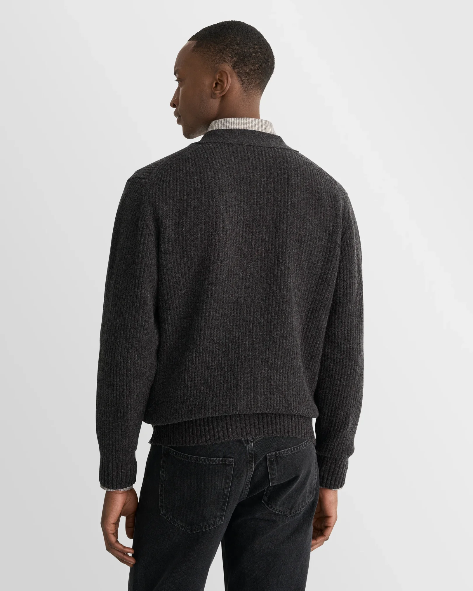 Eton - dark grey merino rib cardigan