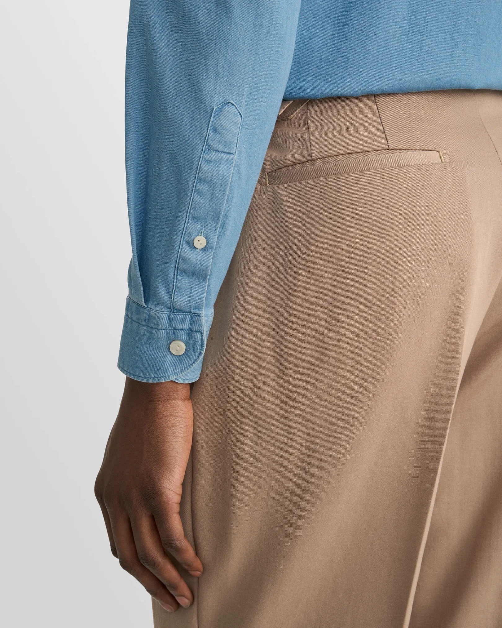 Eton - mid blue denim stretch shirt we