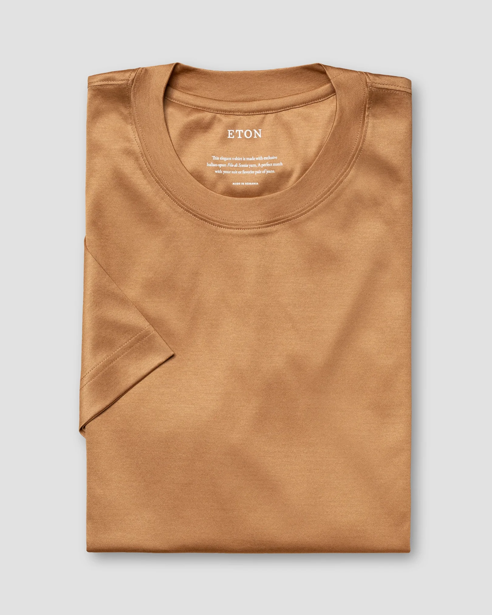 Eton - light brown filo di scozia t shirt t shirt short sleeve boxfit t shirt